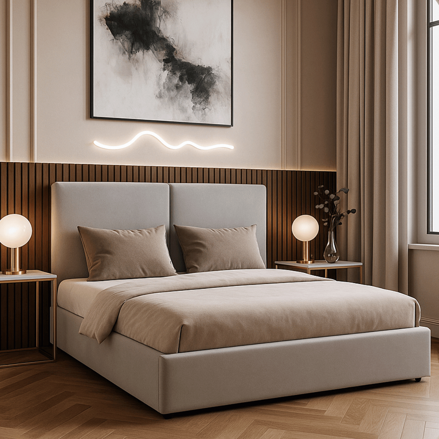 Łóżko Tapicerowane 140x200 cm MARSYLIA ze Stelażem i Pojemnikiem Dwuosobowe Welurowe Szare ME.MARSYLIA/140/P/V/LOZZPOJ