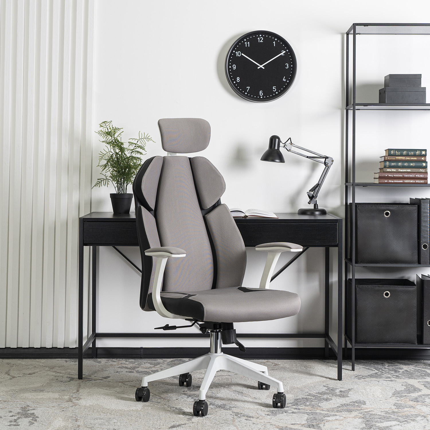 Fotel Biurowy Gabinetowy Obrotowy DUNCAN Szary/Czarny Nowoczesny ME.DUNCAN/P/T/FO