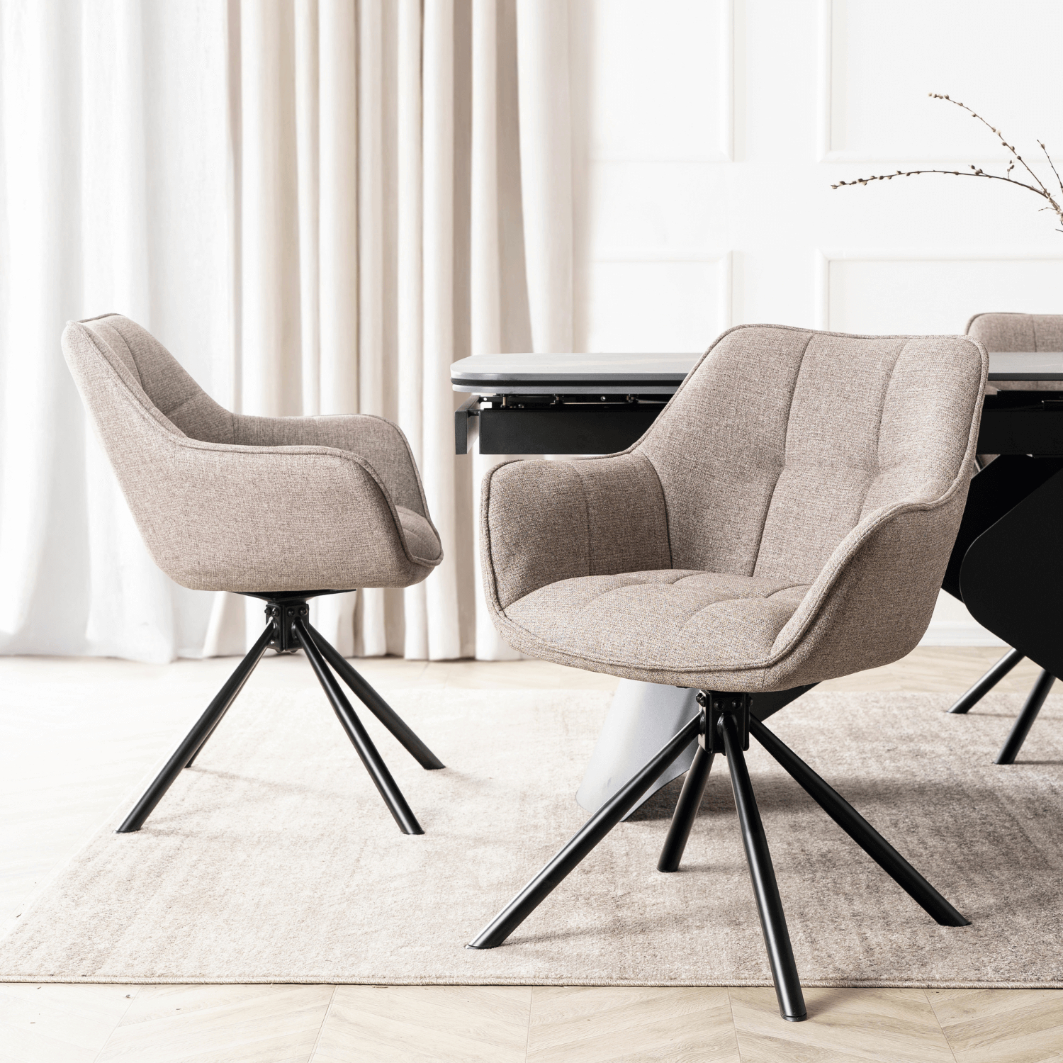 Krzesło Tapicerowane Obrotowe PEONY 2 Cappuccino Nowoczesne Loft ME.PEONY2/CAP/T/K