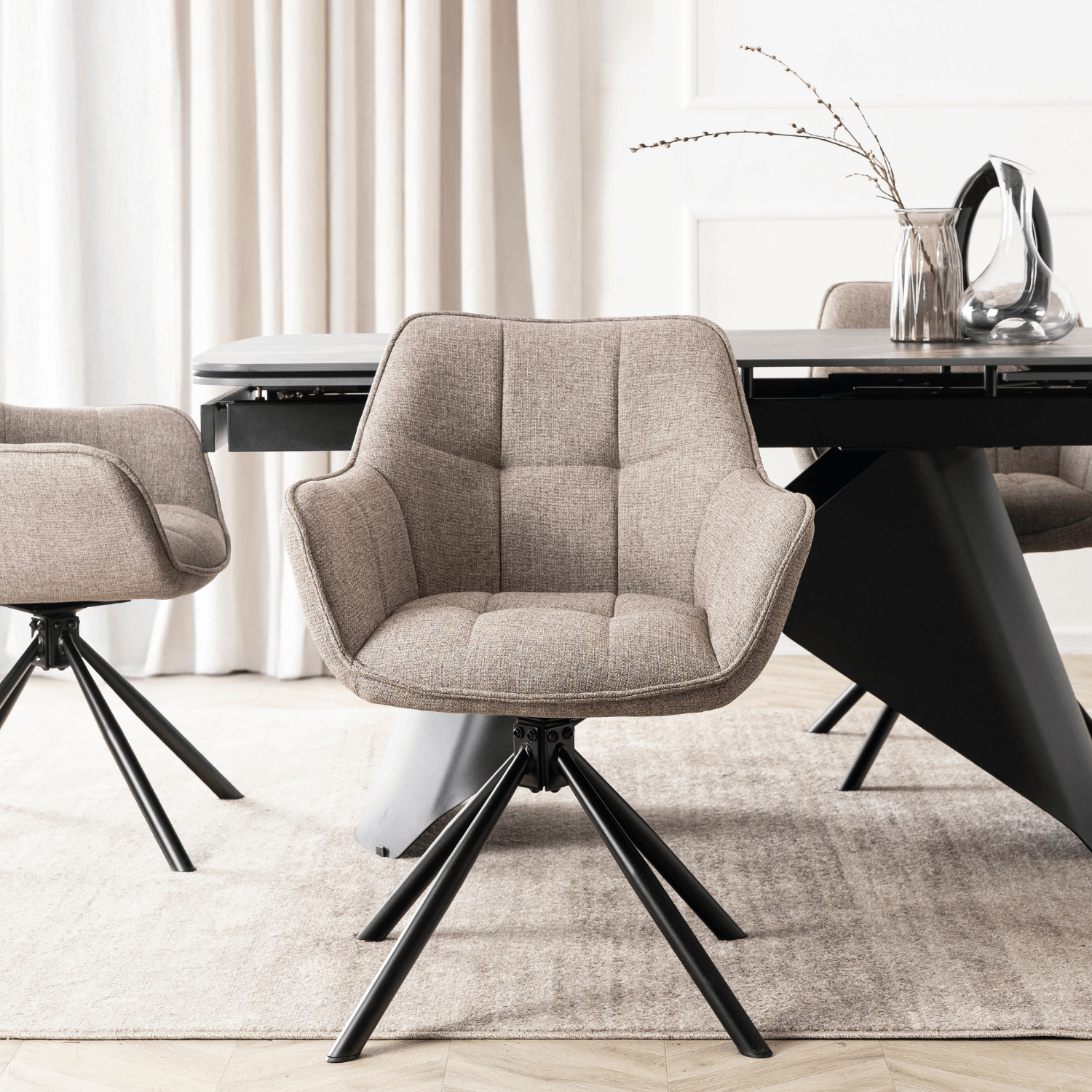 Krzesło Tapicerowane Obrotowe PEONY 2 Cappuccino Nowoczesne Loft ME.PEONY2/CAP/T/K