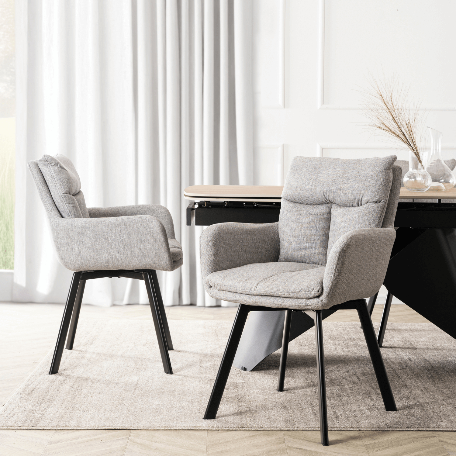 Krzesło Tapicerowane Obrotowe do Salonu CORTADO Szare Nowoczesne ME.CORTADO/P/CZ/T/K