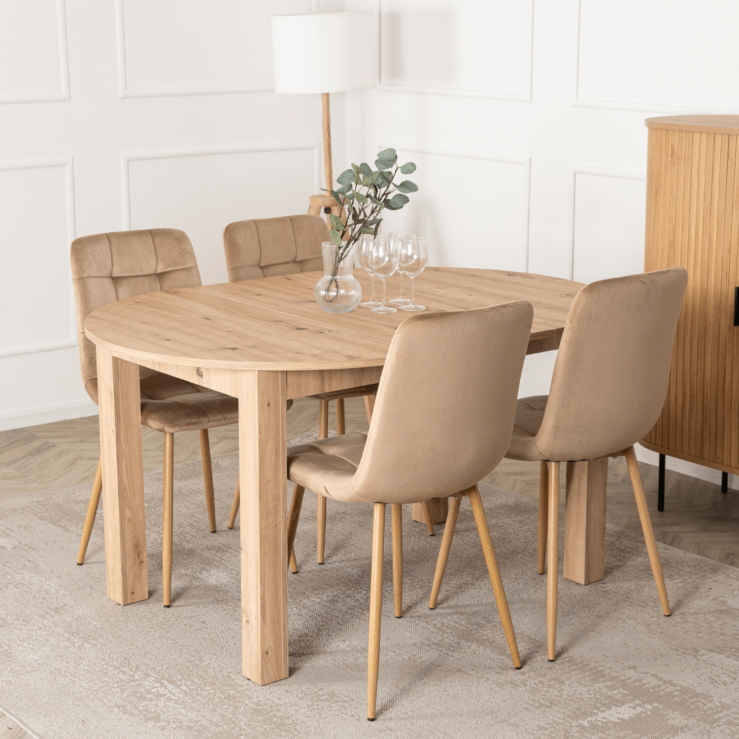 Krzesło Tapicerowane do Jadalni FREDY Beżowe Welurowe Nowoczesne Loft ME.FREDY/BZ/D/V/K