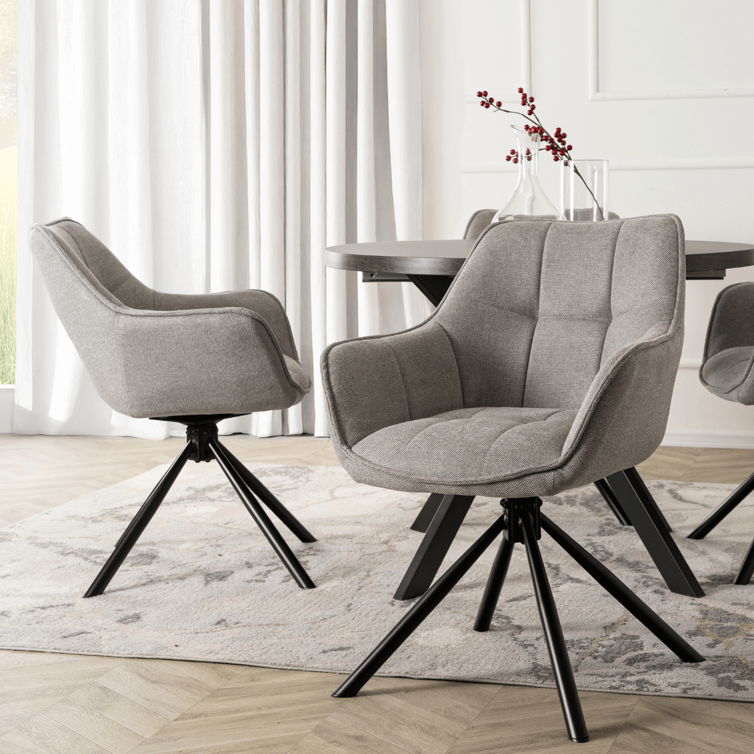 Krzesło Tapicerowane Obrotowe PEONY 2 Szare Nowoczesne Loft ME.PEONY2/P/T/K