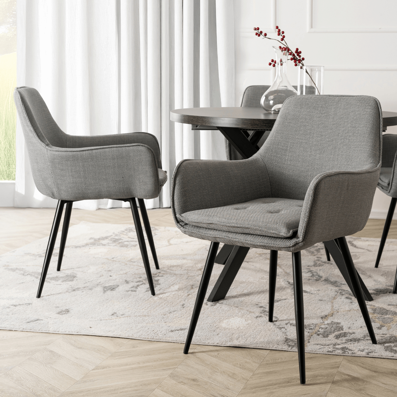 Krzesło Tapicerowane do Jadalni EDRICK Szare Nowoczesne Loft ME.EDRICK/P/CZ/T/K