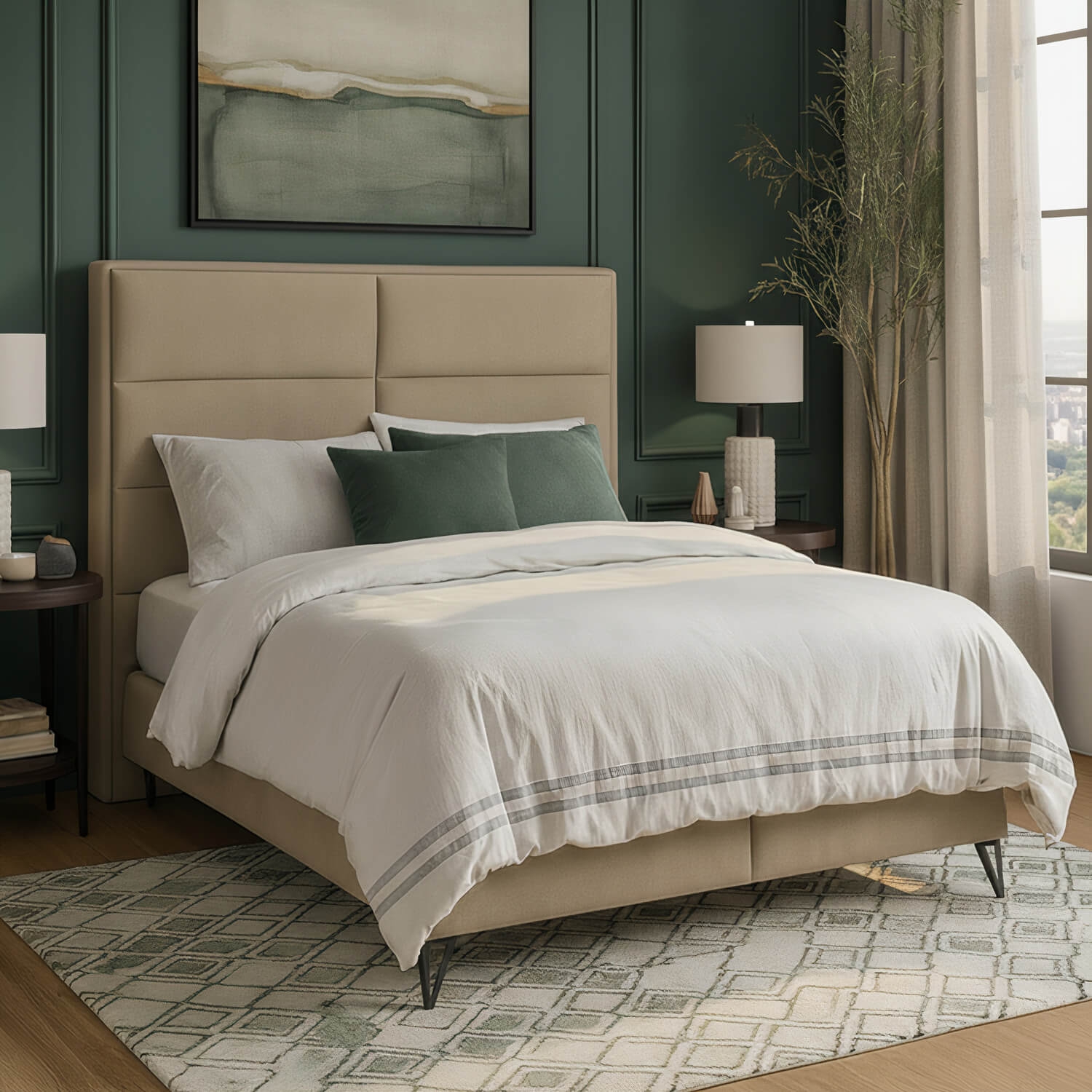 Łóżko Kontynentalne Tapicerowane SAFIRO 160x200 Beżowe eltap.SAF_01_1.6