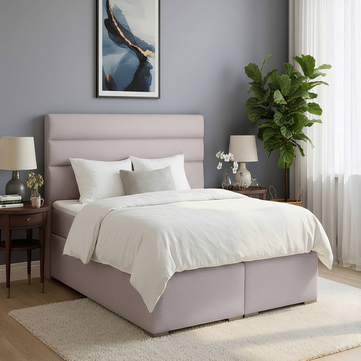 Łóżko Kontynentalne Tapicerowane SOFTY 140X200 z Pojemnikiem Szare eltap.Sof_08_1.4