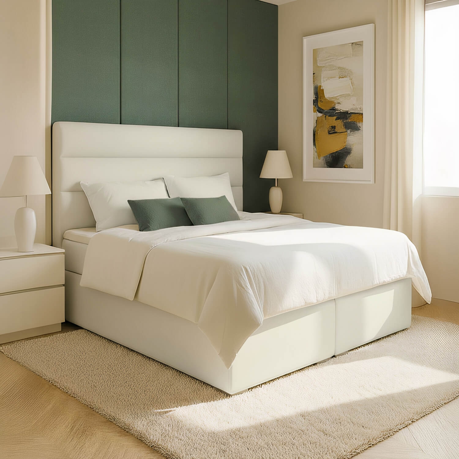 Łóżko Kontynentalne Tapicerowane SOFTY 140X200 z Pojemnikiem Beżowe eltap.Sof_15_1.4