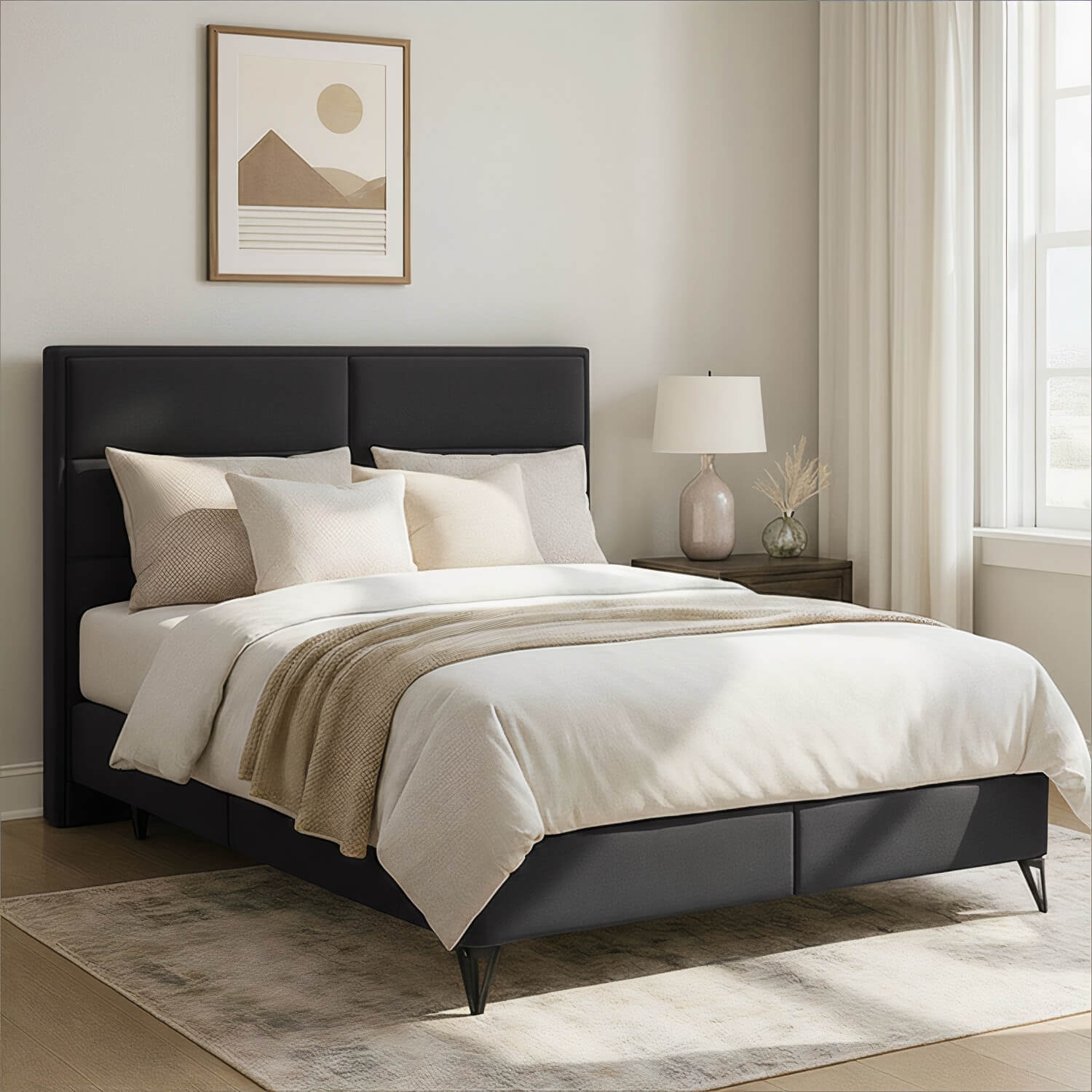 Łóżko Kontynentalne Tapicerowane SAFIRO 180x200 Ciemnoszare eltap.SAF_22_1.8