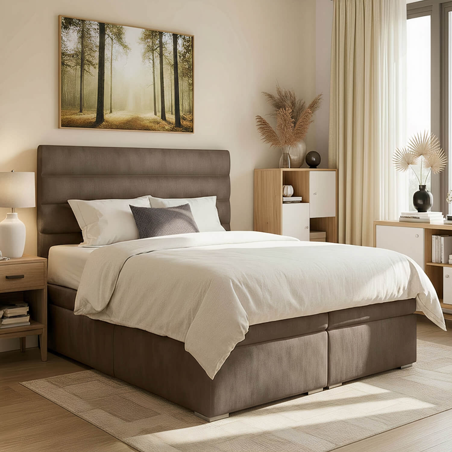 Łóżko Kontynentalne Tapicerowane SOFTY 160X200 z Pojemnikiem Brązowe eltap.Sof_02_1.6