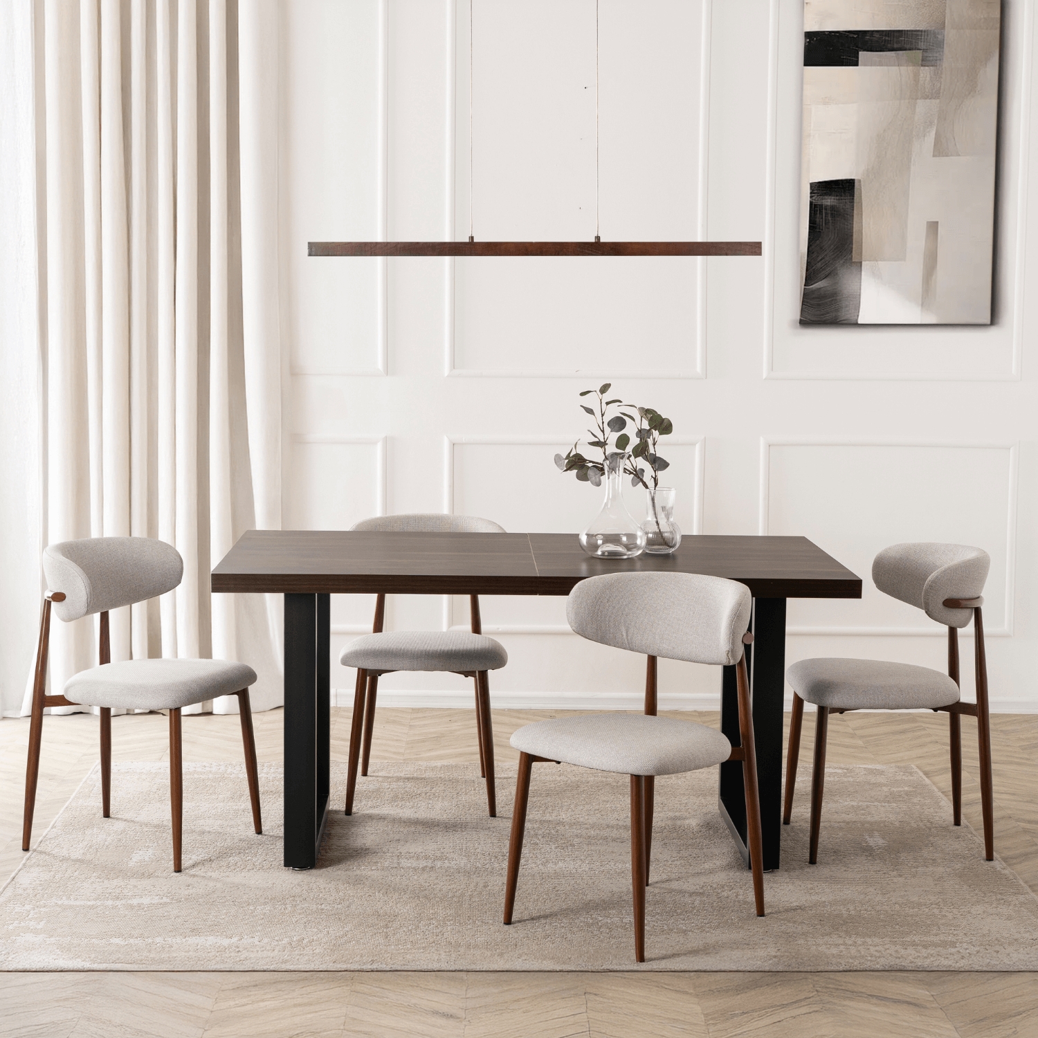 Stół Prostokątny Rozkładany EDWIN 160-260 cm Orzech/Czarny do Jadalni Nowoczesny Loft ME.EDWIN/O/S