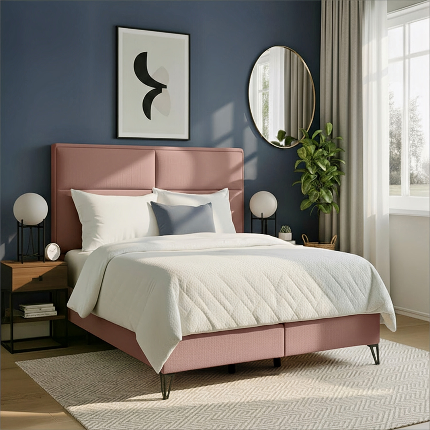 Łóżko Kontynentalne Tapicerowane SAFIRO 140x200 Różowe eltap.SAF_06_1.4