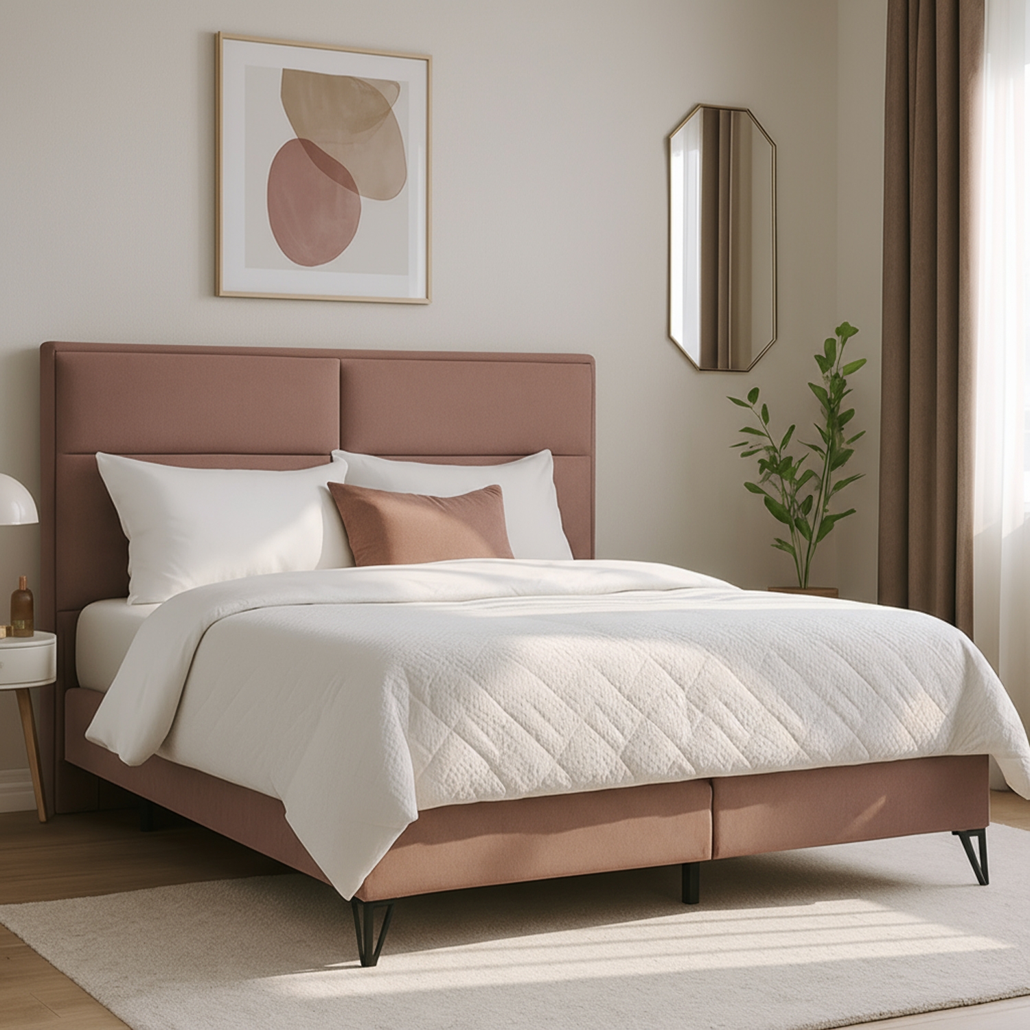 Łóżko Kontynentalne Tapicerowane SAFIRO 180x200 Różowe eltap.SAF_06_1.8