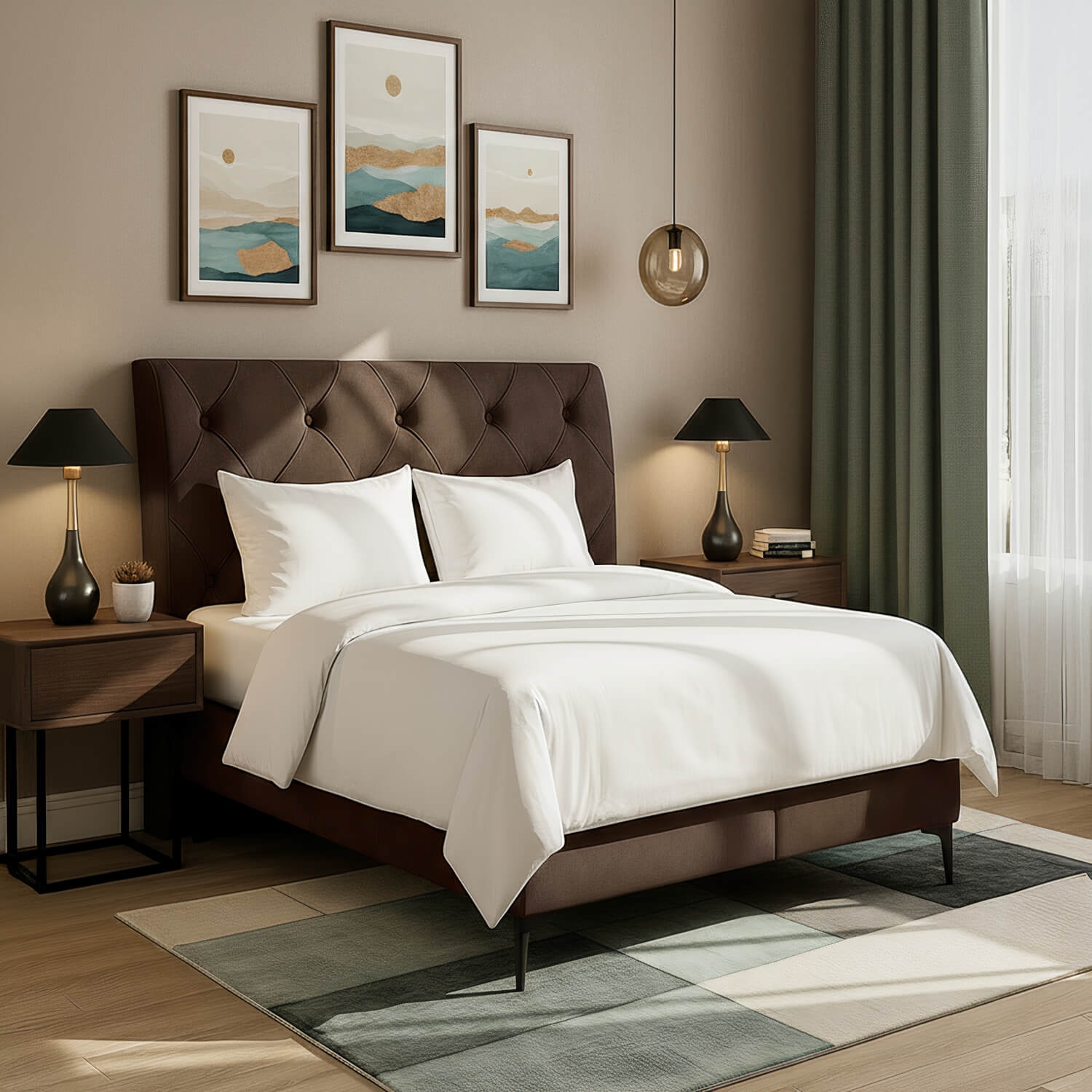 Łóżko Kontynentalne Tapicerowane LAOS 140x200 z Pojemnikiem Brązowe eltap.La_07_1.4