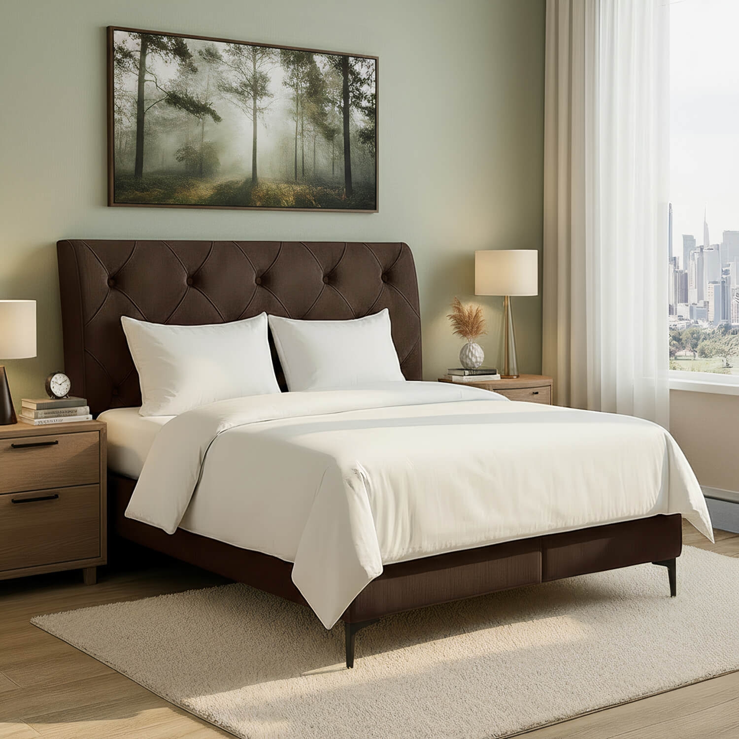 Łóżko Kontynentalne Tapicerowane LAOS 160x200 z Pojemnikiem Brązowe eltap.La_07_1.6