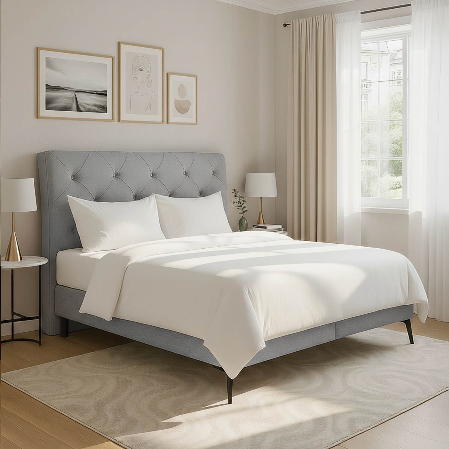 Łóżko Kontynentalne Tapicerowane LAOS 160x200 z Pojemnikiem Szare eltap.La_06_1.6