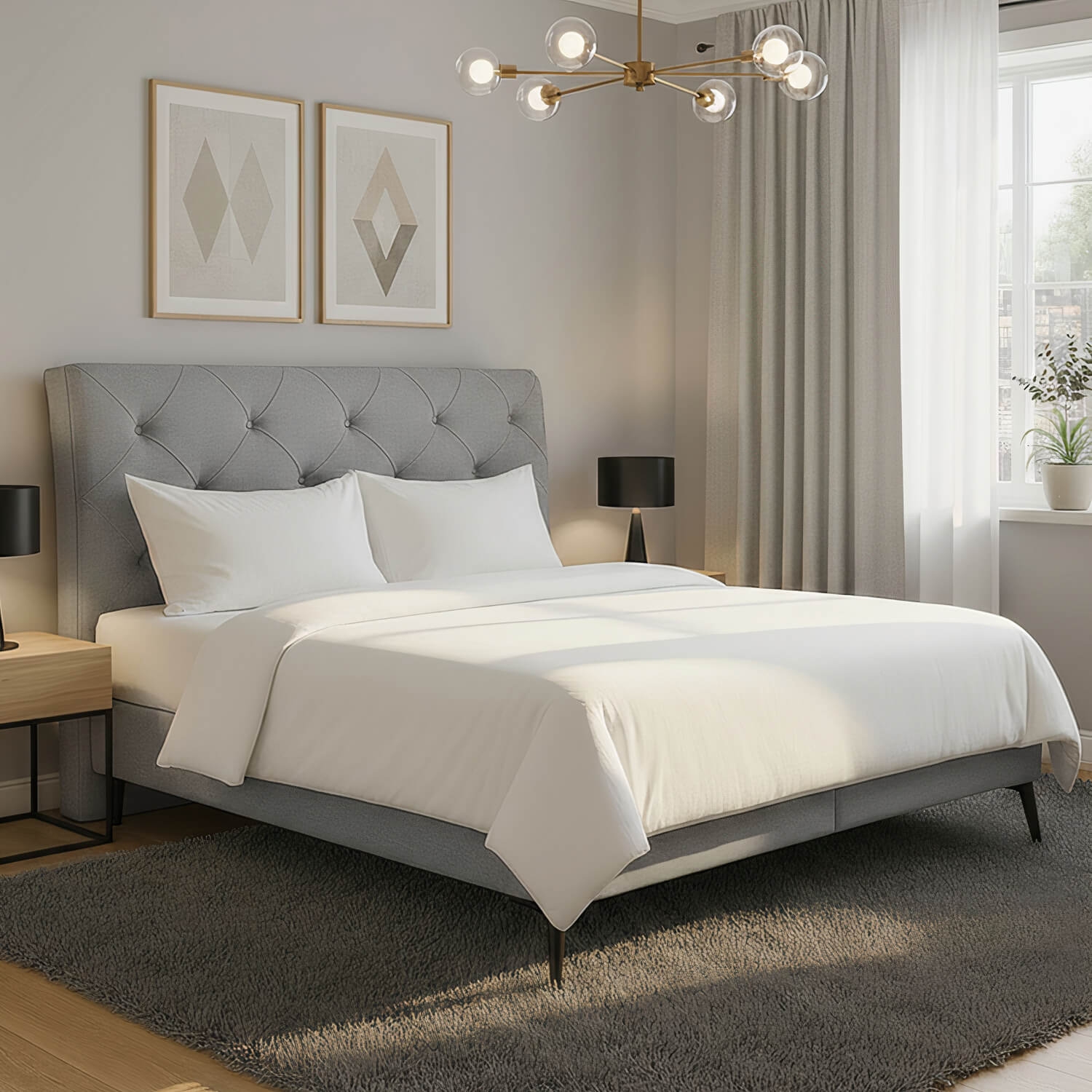 Łóżko Kontynentalne Tapicerowane LAOS 180x200 z Pojemnikiem Szare eltap.La_06_1.8