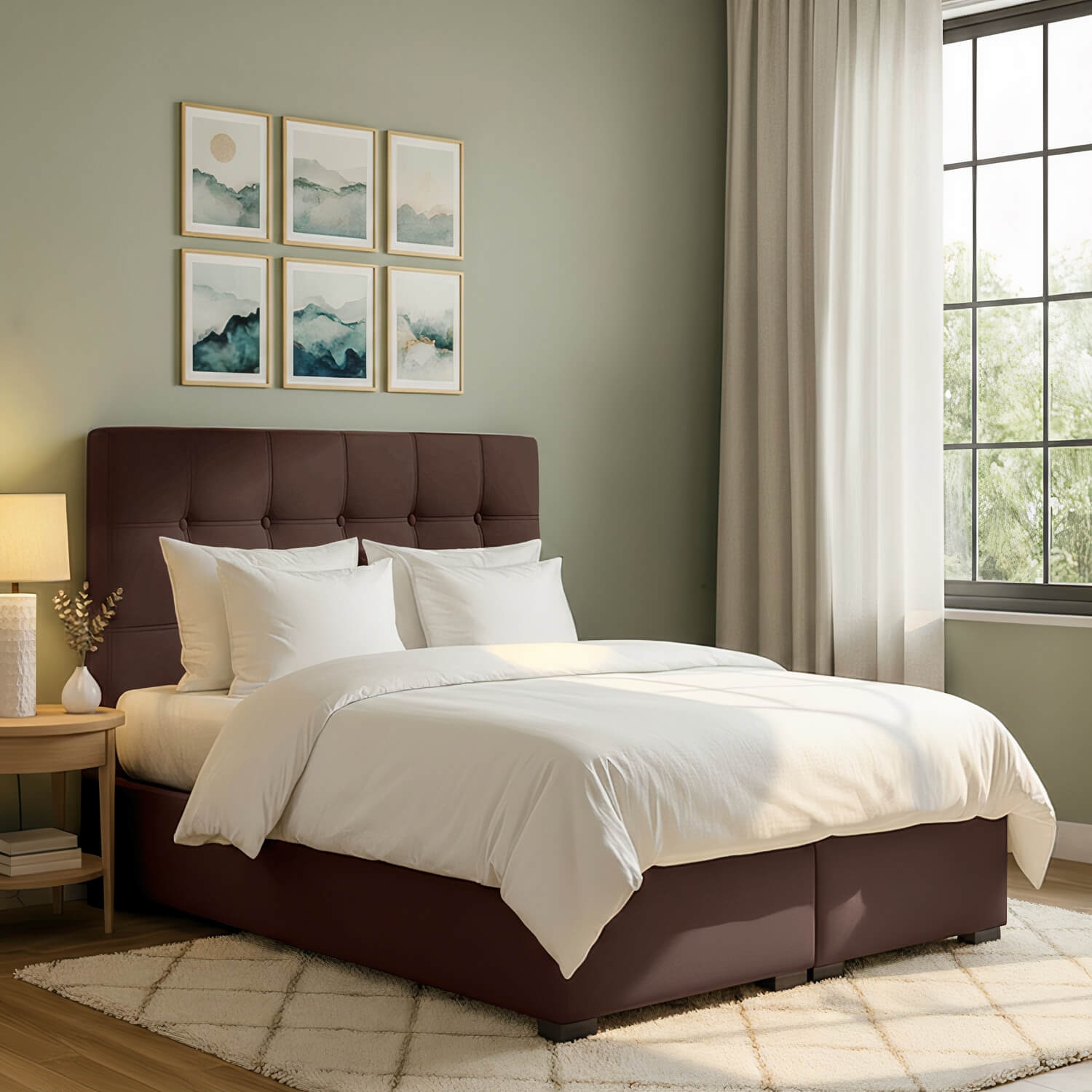 Łóżko Kontynentalne Tapicerowane INEZ 160X200 z Pojemnikiem Brązowe eltap.Inz_07_1.6