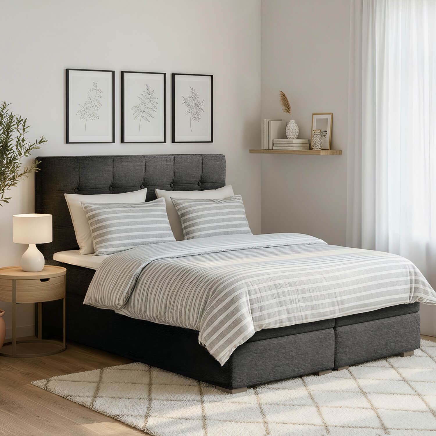 Łóżko Kontynentalne Tapicerowane INEZ 180X200 z Pojemnikiem Szare eltap.Inz_01_1.8