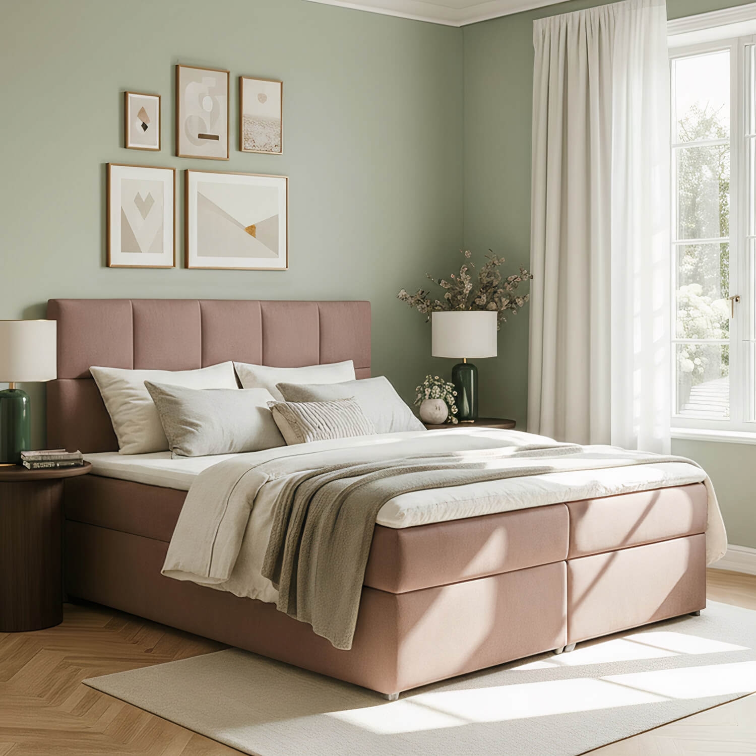 Łóżko Kontynentalne Tapicerowane GLOSSY 165x210 z Pojemnikiem Welurowe Beżowe eltap.Glo_04_1.6