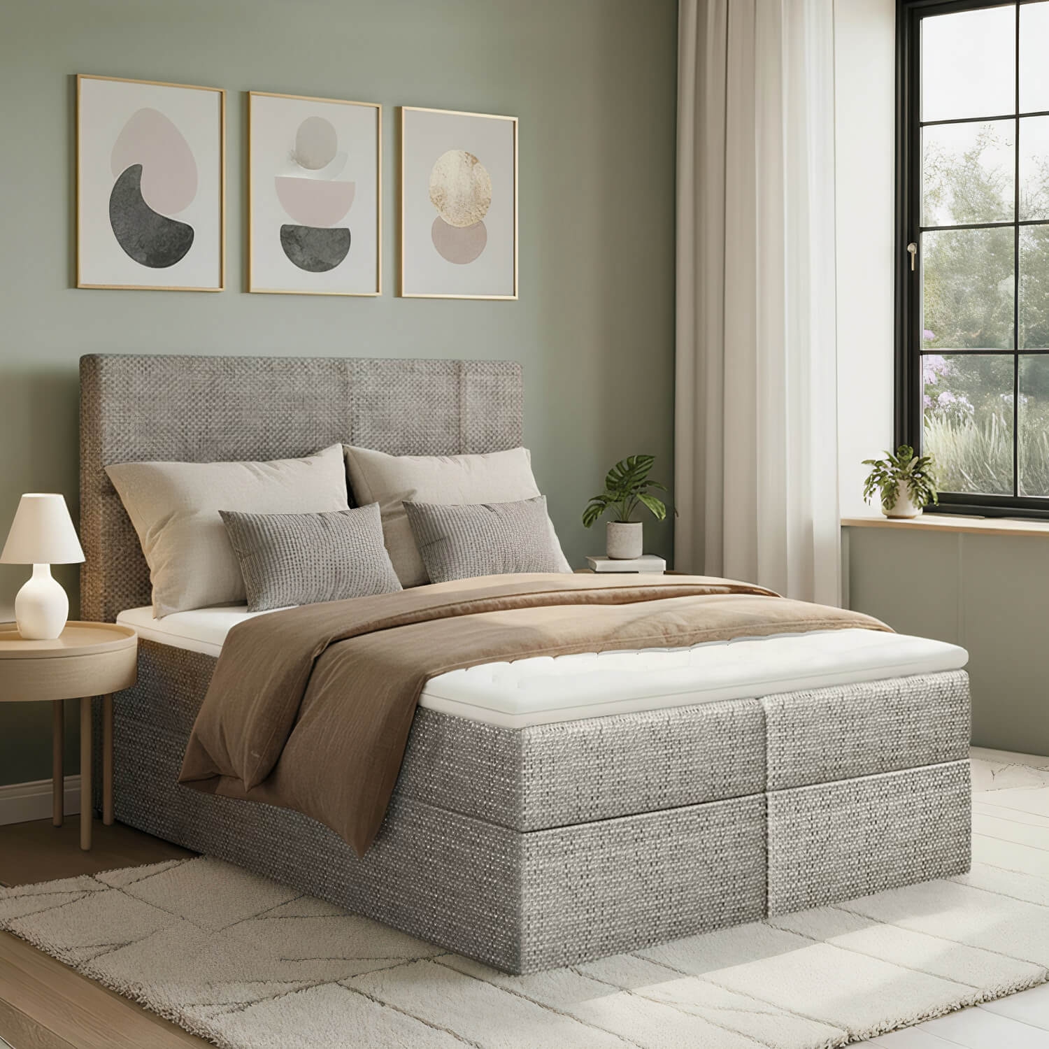 Łóżko Kontynentalne Tapicerowane FLORENCE 165x210 z Pojemnikiem Beżowe eltap.Flo_01_1.6