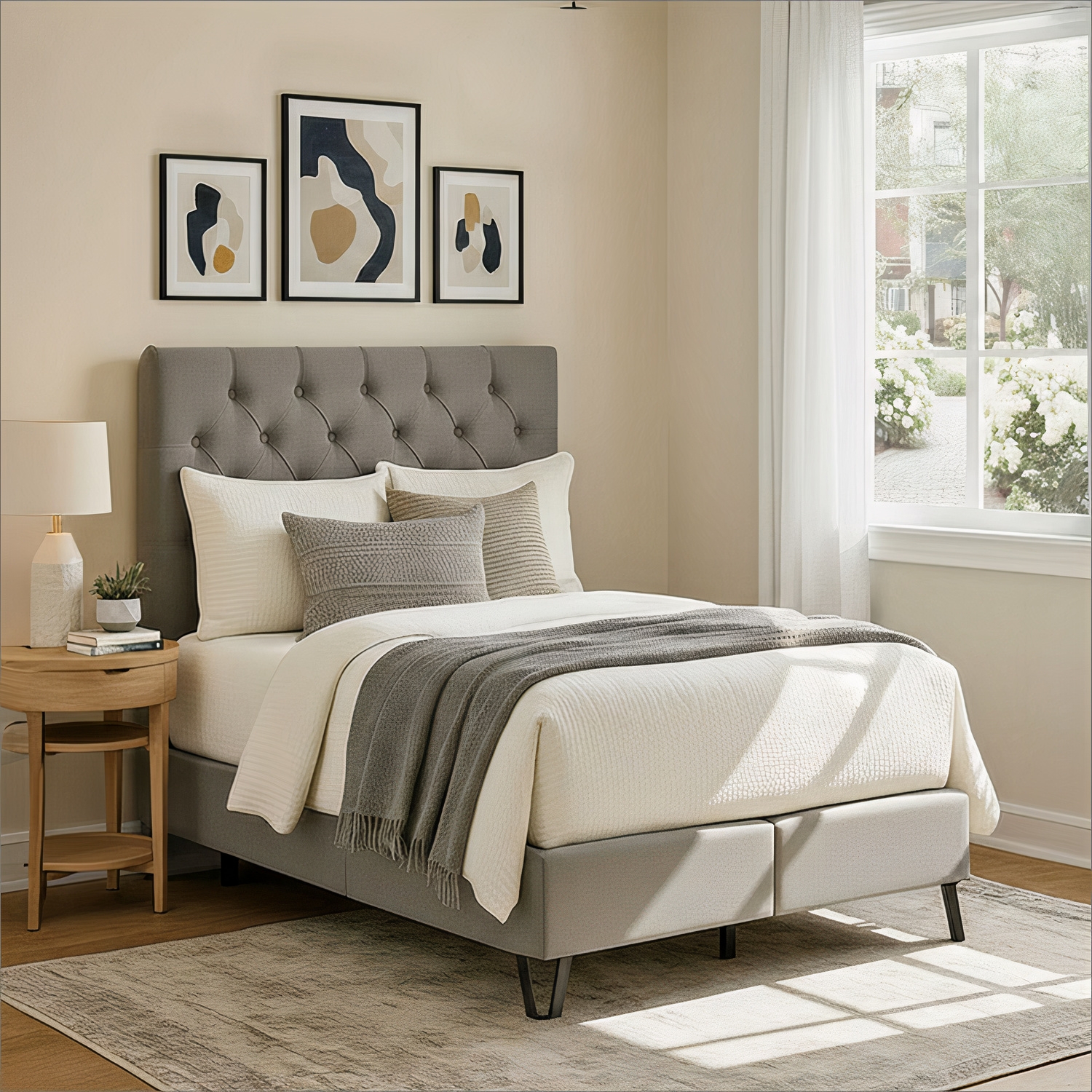 Łóżko Kontynentalne Tapicerowane CORTINA 140x200 Szare eltap.COR_10_1.4