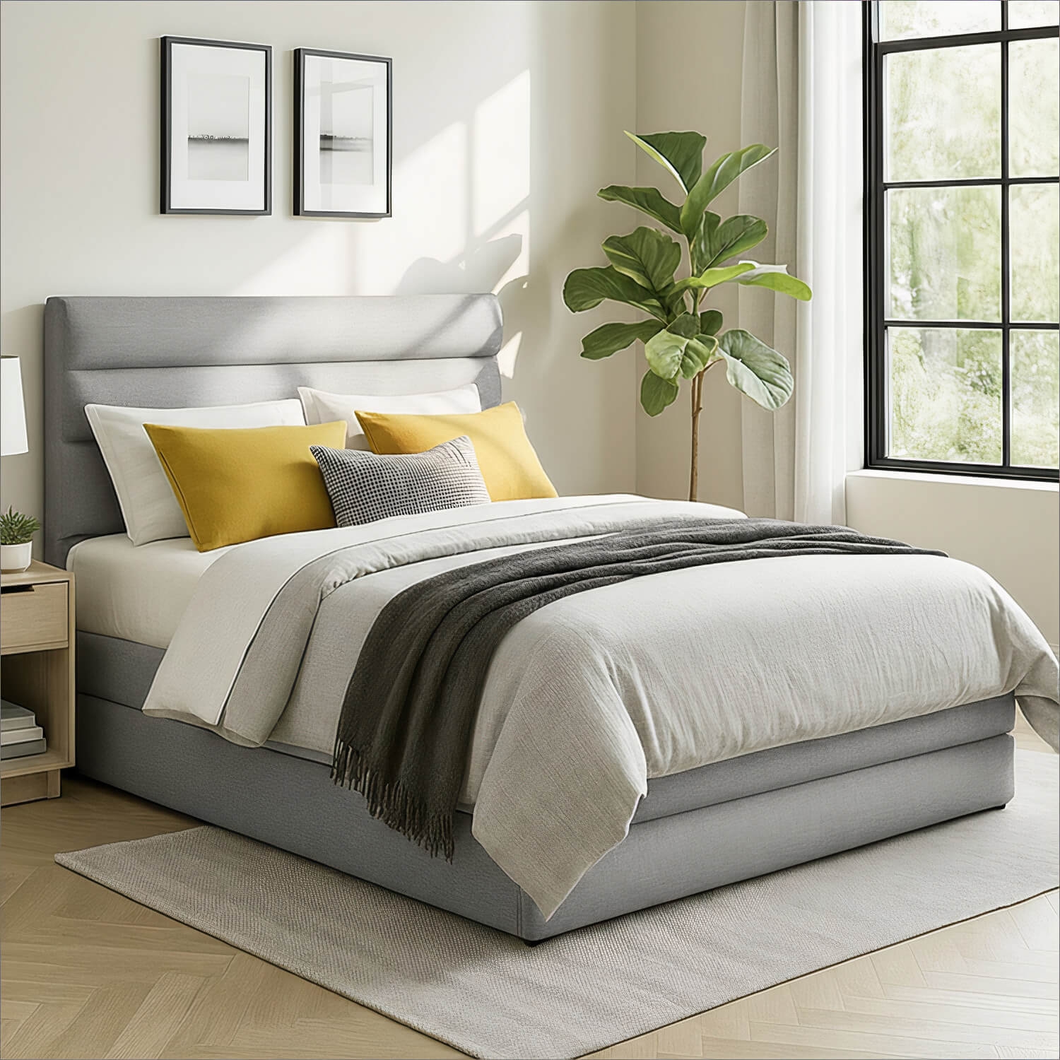 Łóżko Kontynentalne Tapicerowane CANDE 180x200 z Pojemnikiem Szare eltap.Cand_11_1.8