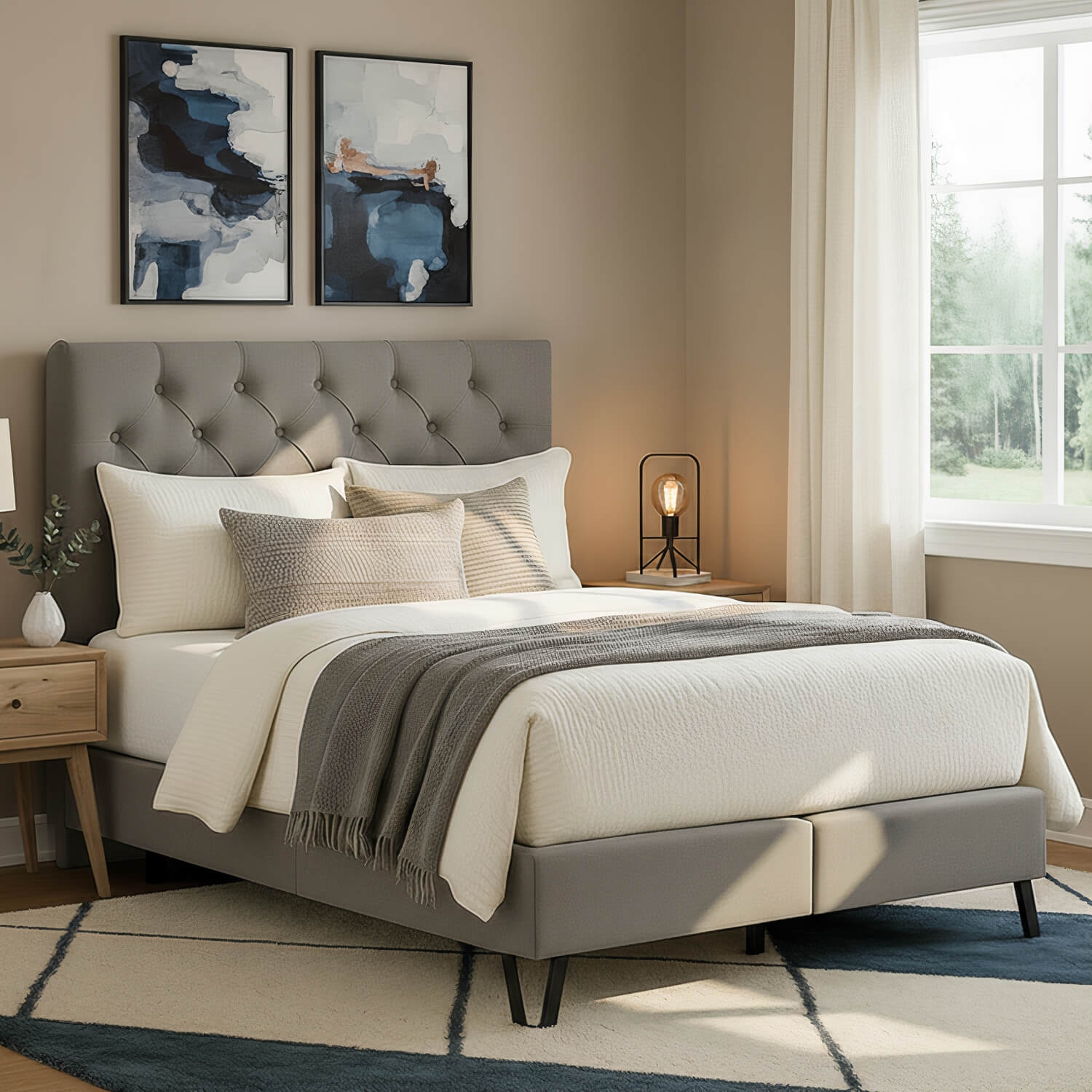 Łóżko Kontynentalne Tapicerowane CORTINA 180x200 Szare eltap.COR_10_1.8