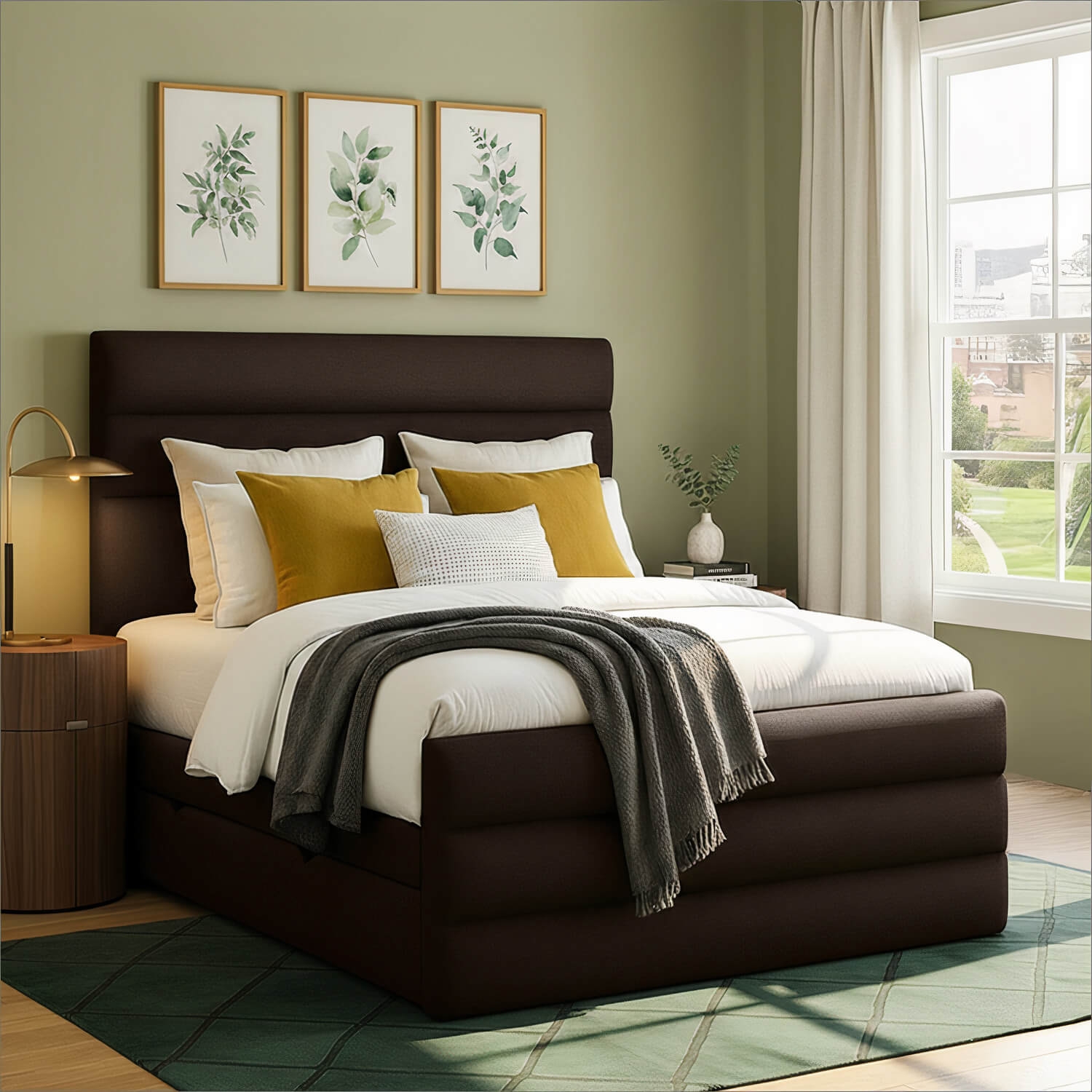 Łóżko Kontynentalne Tapicerowane CANDE 160x200 z Pojemnikiem Brązowe eltap.Cand_15_1.6