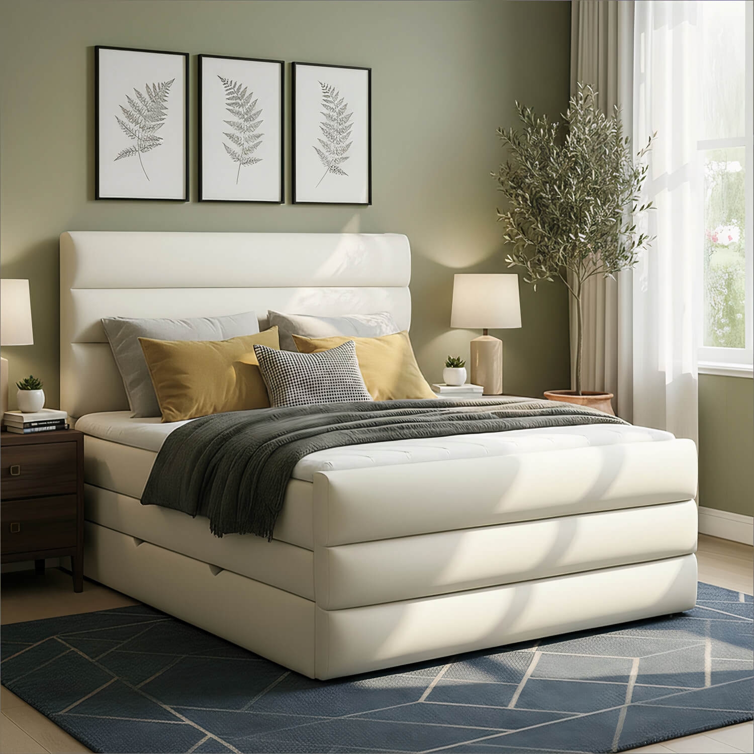 Łóżko Kontynentalne Tapicerowane CANDE 160x200 z Pojemnikiem Białe eltap.Cand_16_1.6