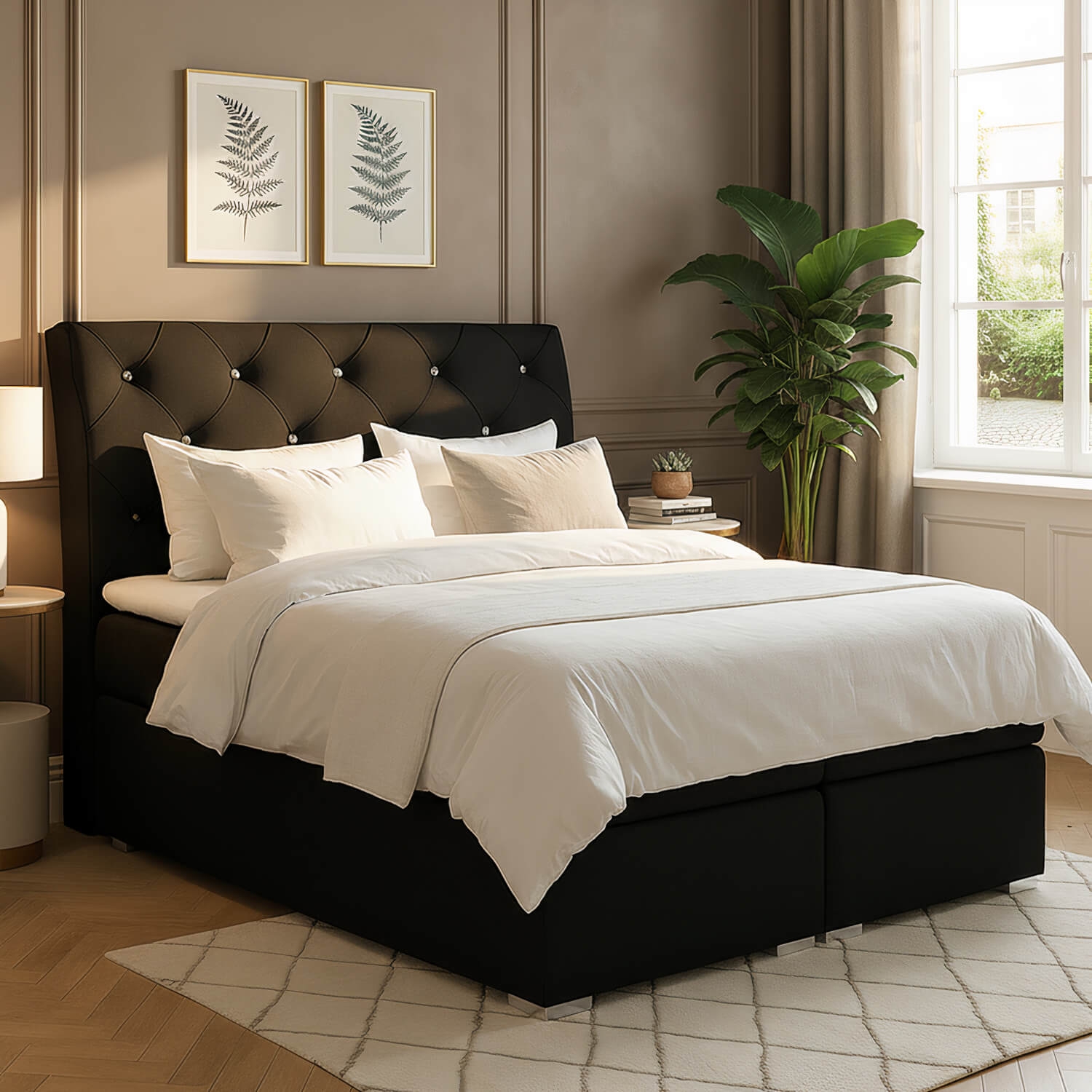 Łóżko Kontynentalne Tapicerowane BALVIN 180X200 z Pojemnikiem Czarne eltap.Bln_12_1.8