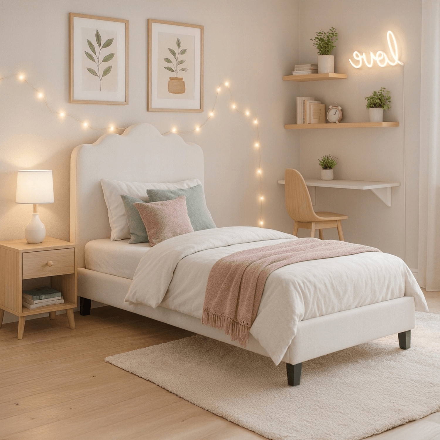 Łóżko Tapicerowane 90x200 cm CRATER ze Stelażem Młodzieżowe Kremowe ME.CRATER/90/KR/T/LOZ