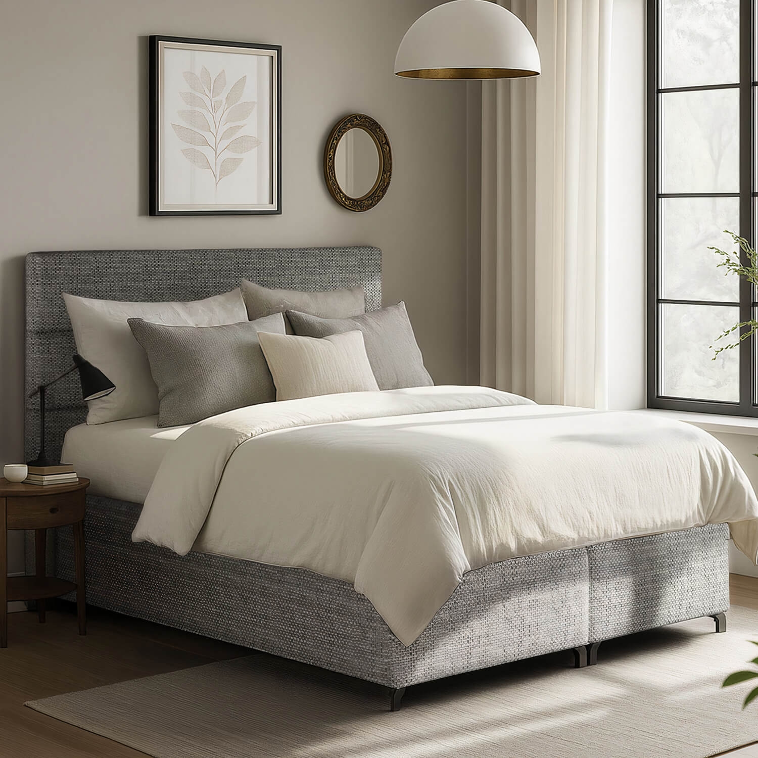 Łóżko Kontynentalne Tapicerowane AMADEO 140X200 z Pojemnikiem Szare eltap.BAO_01_1.4