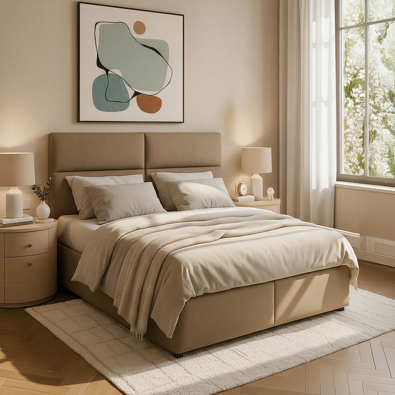 Łóżko Kontynentalne Tapicerowane AMBER 145x210 z Pojemnikiem Brązowe eltap.Amr_09_1.4