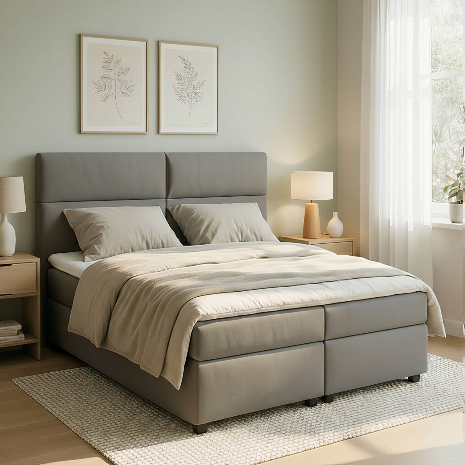 Łóżko Kontynentalne Tapicerowane AMBER 165x210 z Pojemnikiem Szare Welurowe eltap.Amr_05_1.6