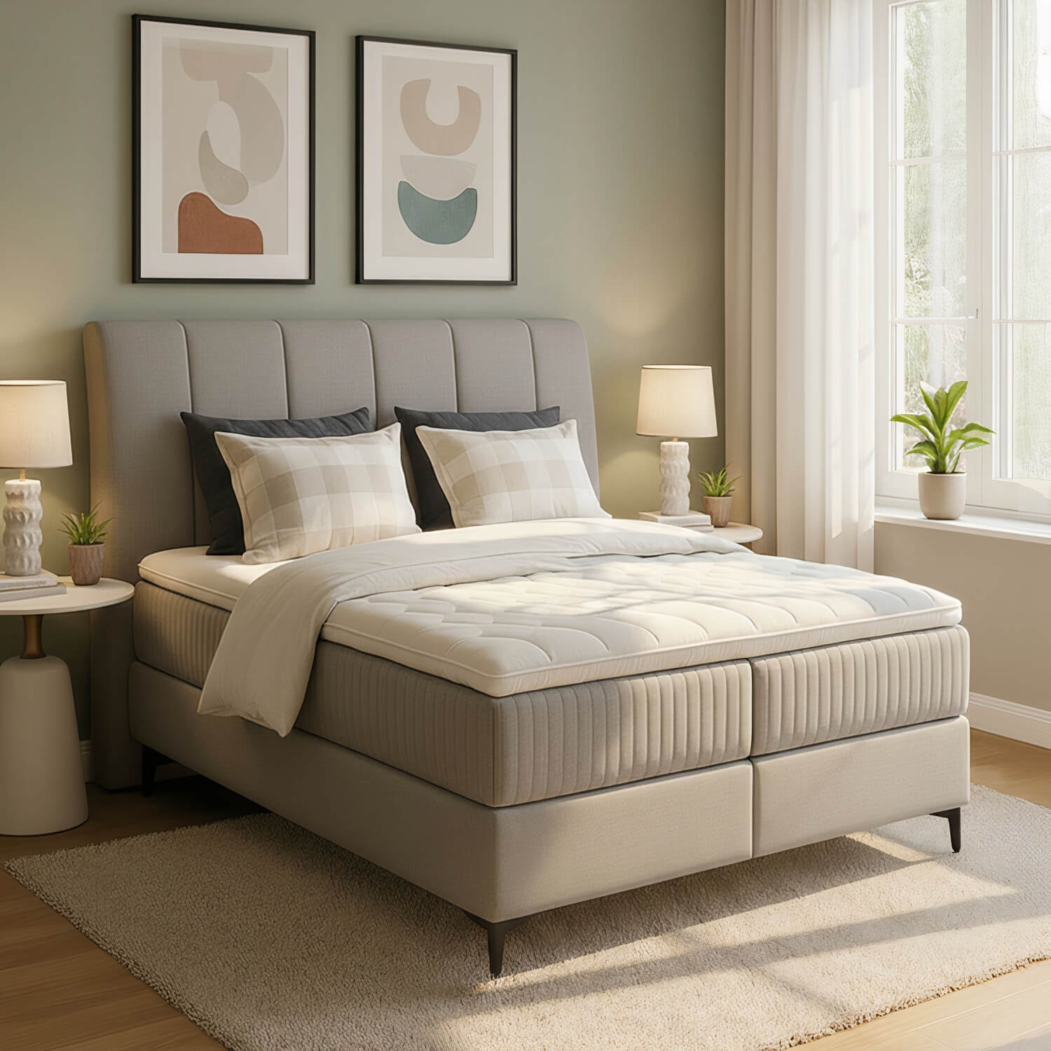 Łóżko Kontynentalne Tapicerowane ADERITO 160X200 z Pojemnikiem Szare eltap.Adr_07_1.6