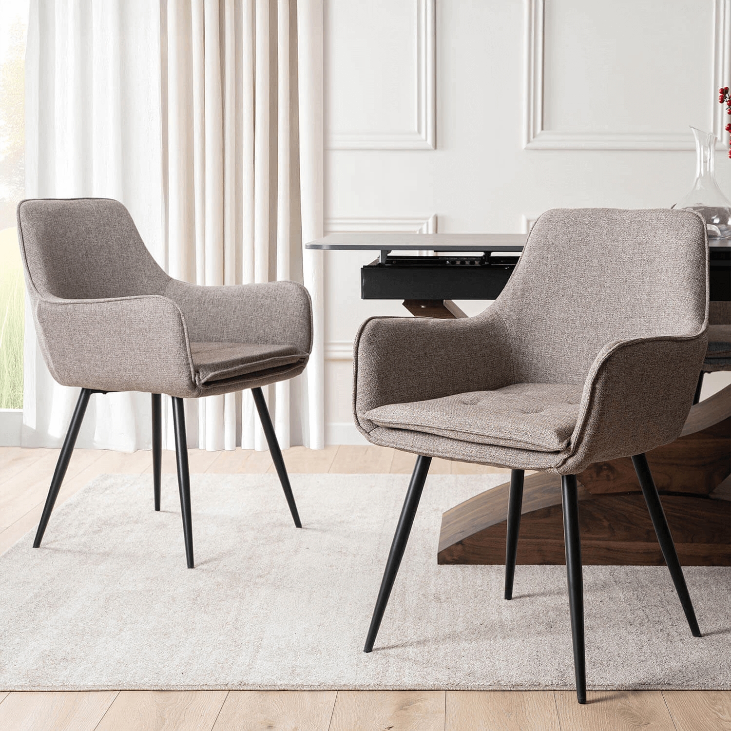 Krzesło Tapicerowane do Jadalni EDRICK Brązowe Nowoczesne Loft ME.EDRICK/BR/CZ/T/K