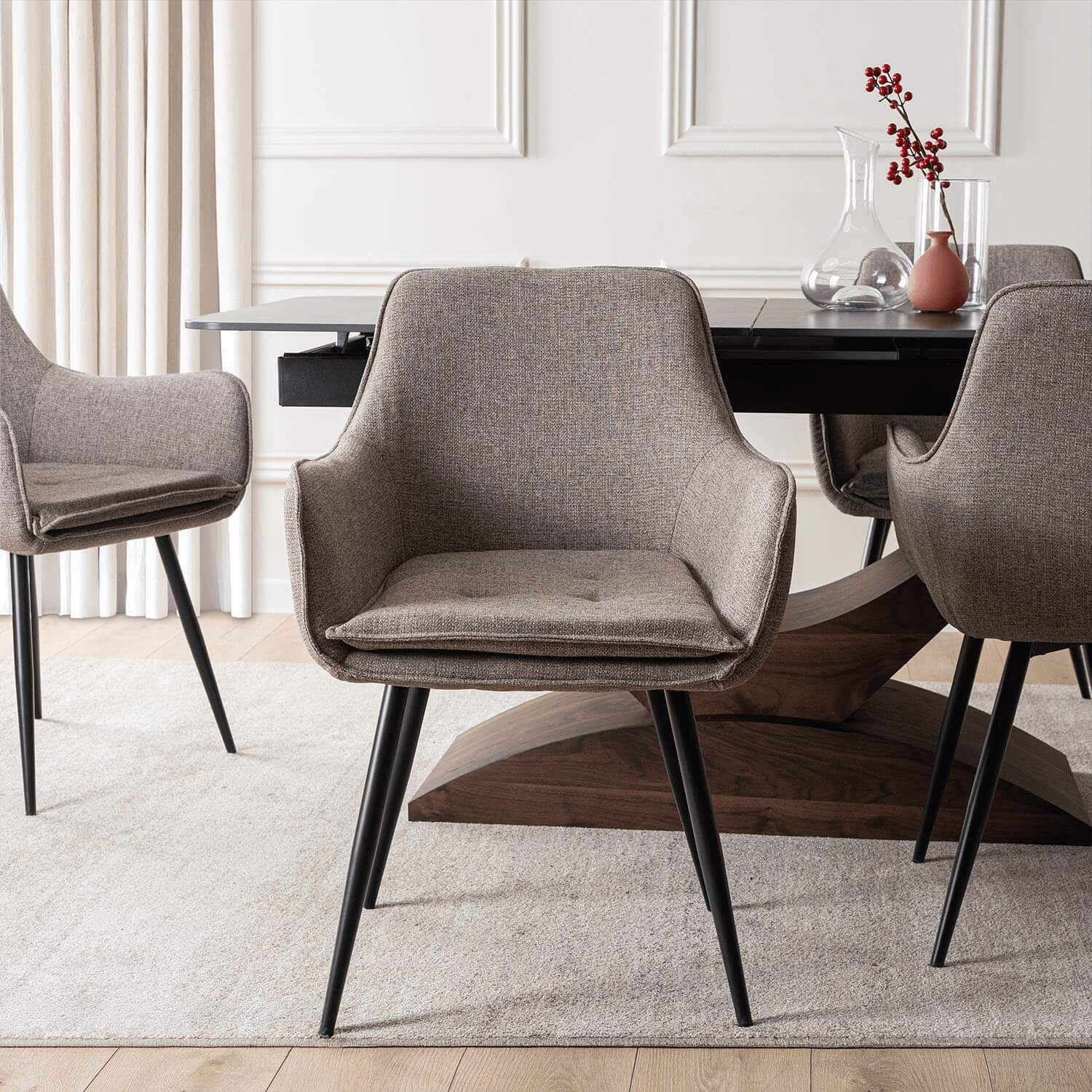 Krzesło Tapicerowane do Jadalni EDRICK Brązowe Nowoczesne Loft ME.EDRICK/BR/CZ/T/K