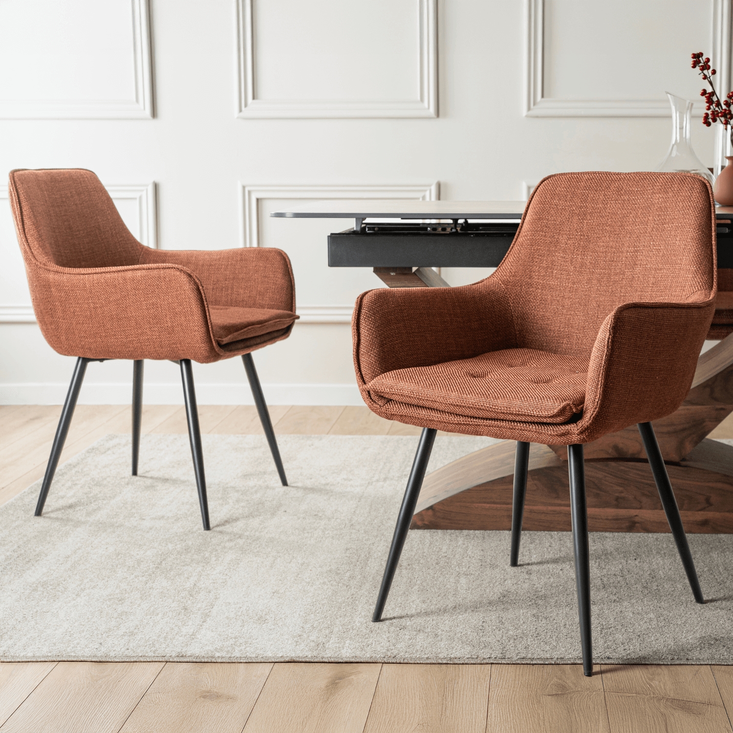 Krzesło Tapicerowane do Jadalni EDRICK Rude Nowoczesne Loft ME.EDRICK/RD/CZ/T/K