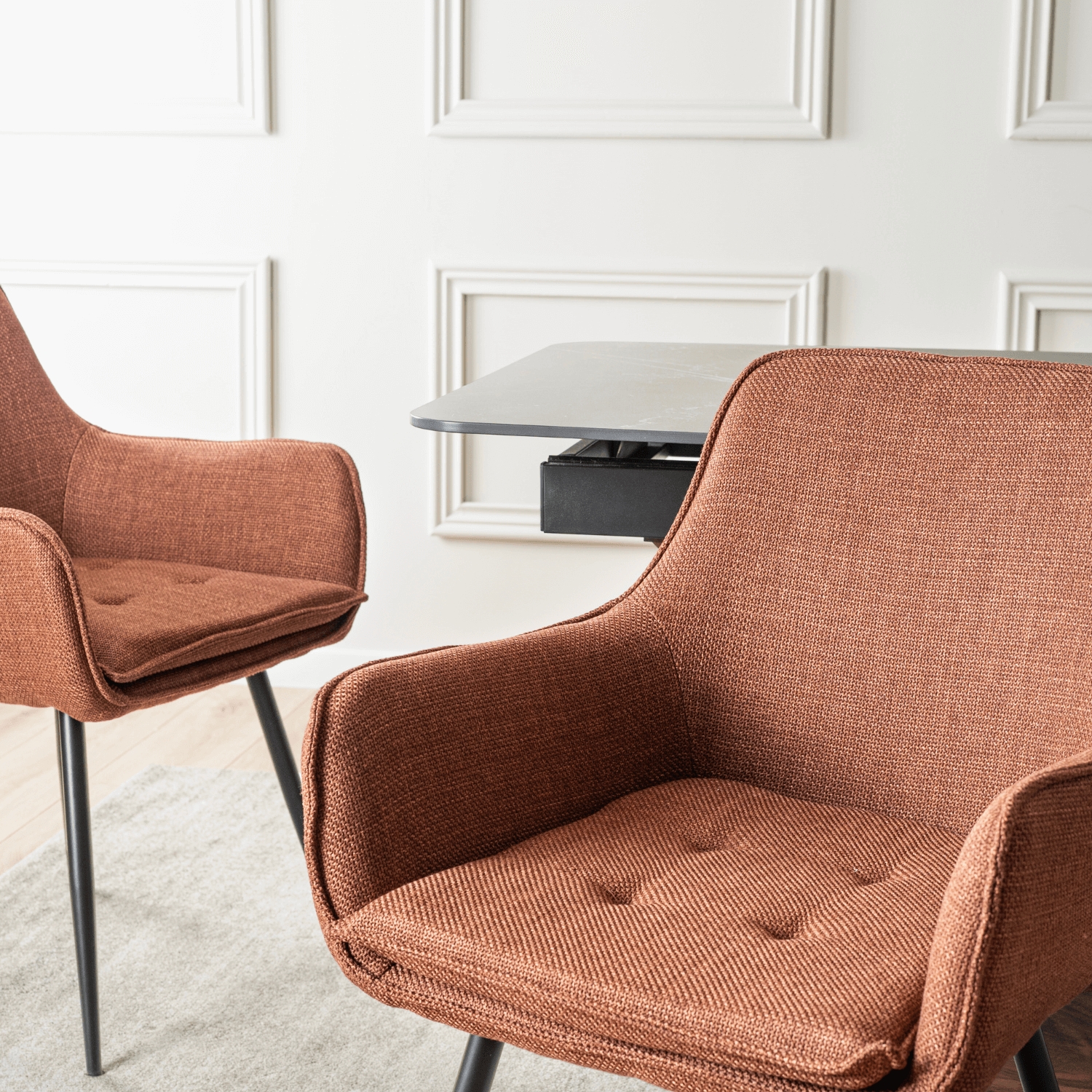 Krzesło Tapicerowane do Jadalni EDRICK Rude Nowoczesne Loft ME.EDRICK/RD/CZ/T/K