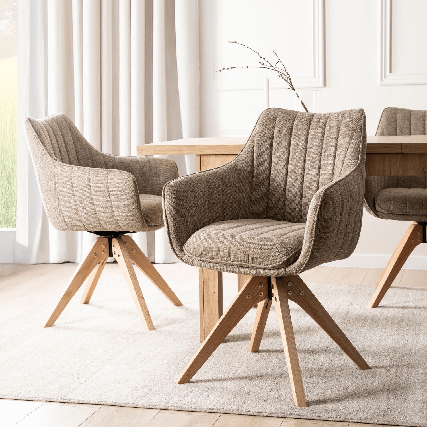 Krzesło Tapicerowane Obrotowe do Salonu LEMON Beżowe Nowoczesne Skandynawskie ME.LEMON/BZ/T/K