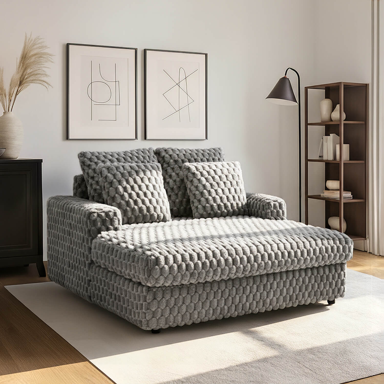 Fotel Wypoczynkowy Sofa KOBEL Szary Pluszowy Nowoczesny ME.KOBEL/P/VP/FW