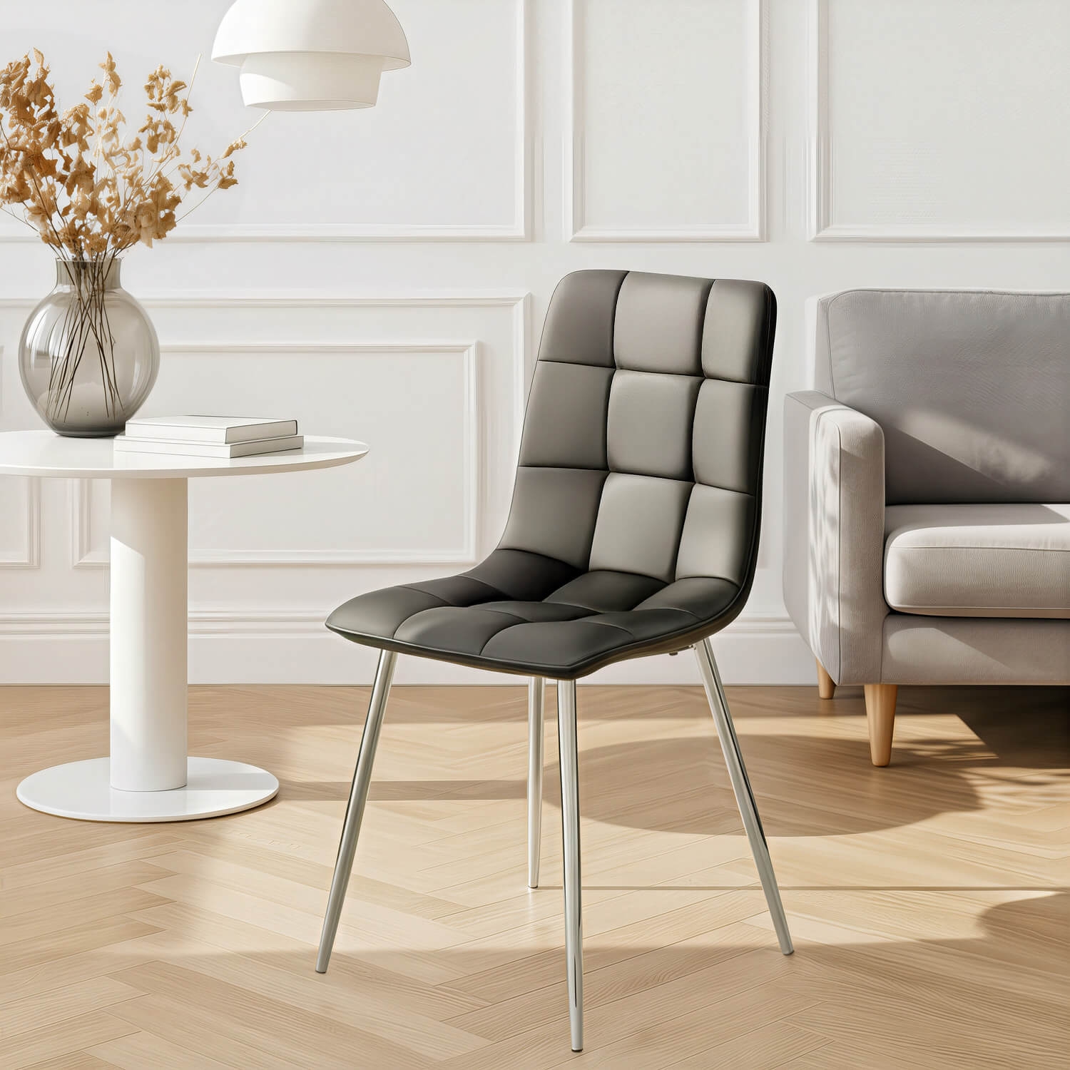 Krzesło Tapicerowane do Jadalni ENZO Czarne Ekoskóra Nowoczesne Loft ME.ENZO/CZ/CH/E/K