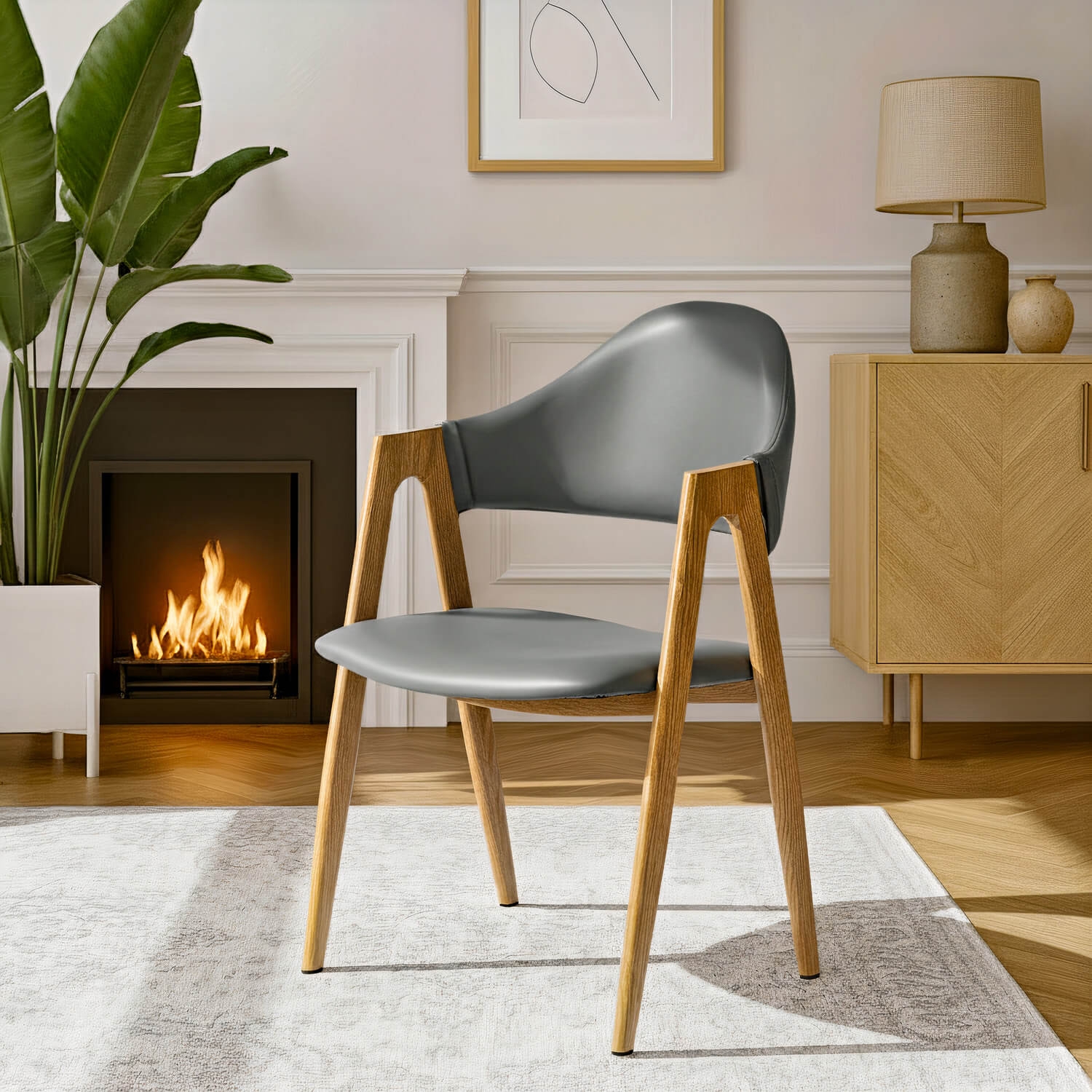 Zestaw 4x Krzesło Tapicerowane do Salonu WILLY Szare Ekoskóra Nowoczesne Loft WILLY/P/E/Z4/K