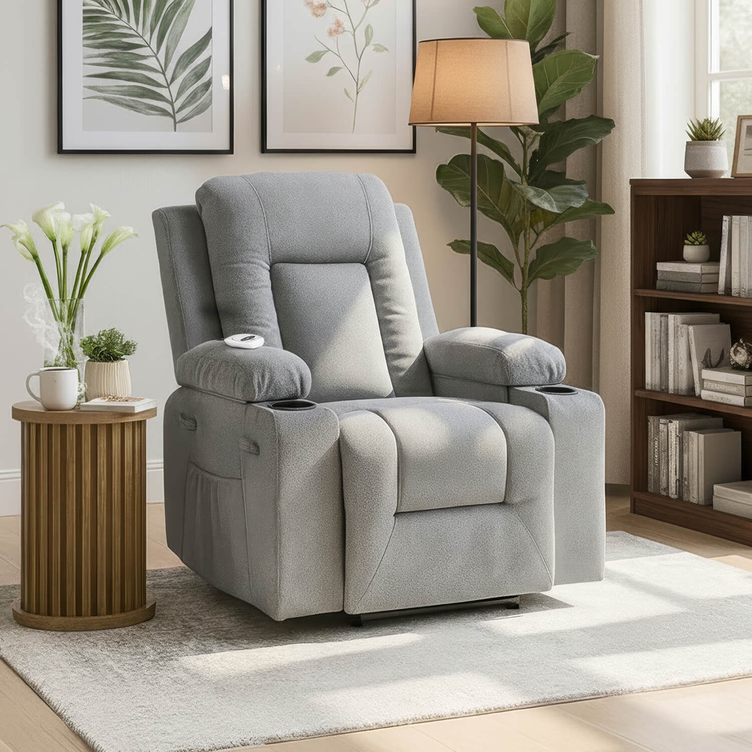 Fotel Masujący BOX 2 Rozkładany z Podnóżkiem Ciemnoszary Nowoczesny ME.BOX2/CP/T/FW