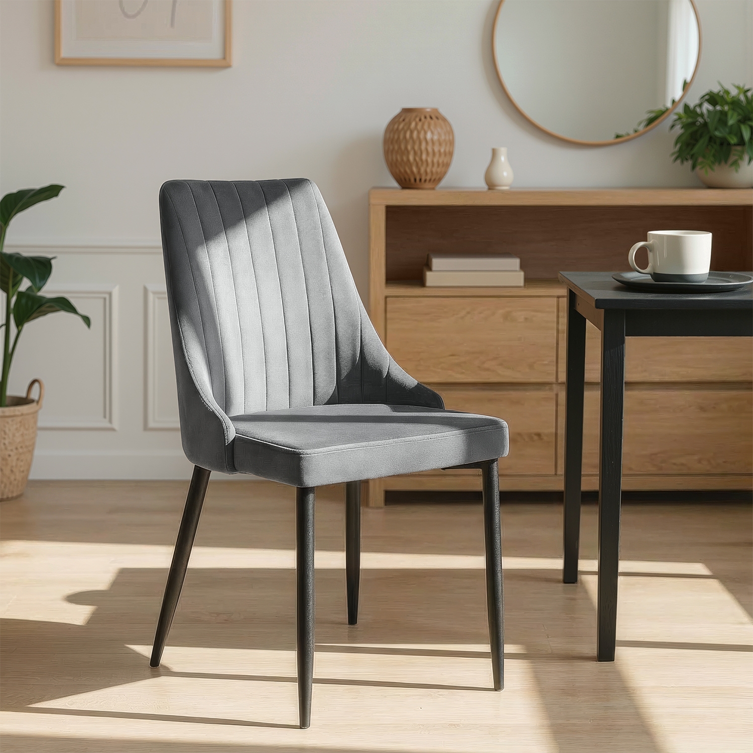 Krzesło Tapicerowane do Jadalni BARI Szare Welurowe Nowoczesne ME.BARI/P/V/K