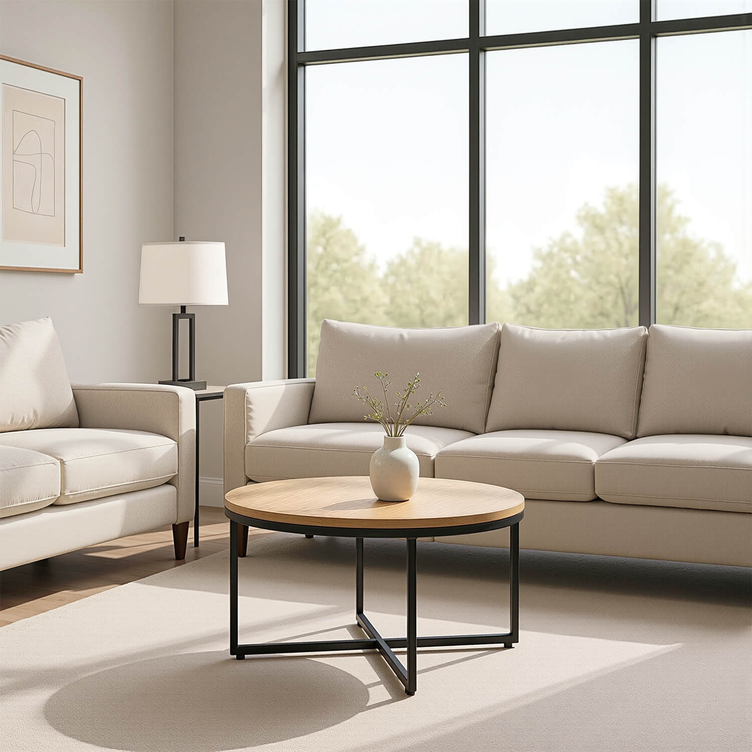 Stolik Kawowy HANTEL 70 cm Dąb Złoty/Czarny Loft ME.HANTEL/DZ/CZ/L