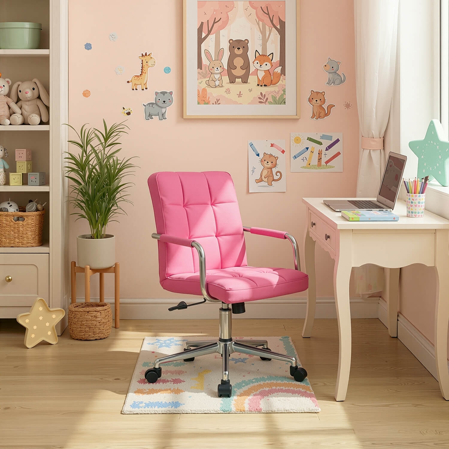 Krzesło Obrotowe Młodzieżowe ASTRO Różowe Ekoskóra Nowoczesne ME.ASTRO/R/CH/E/FO