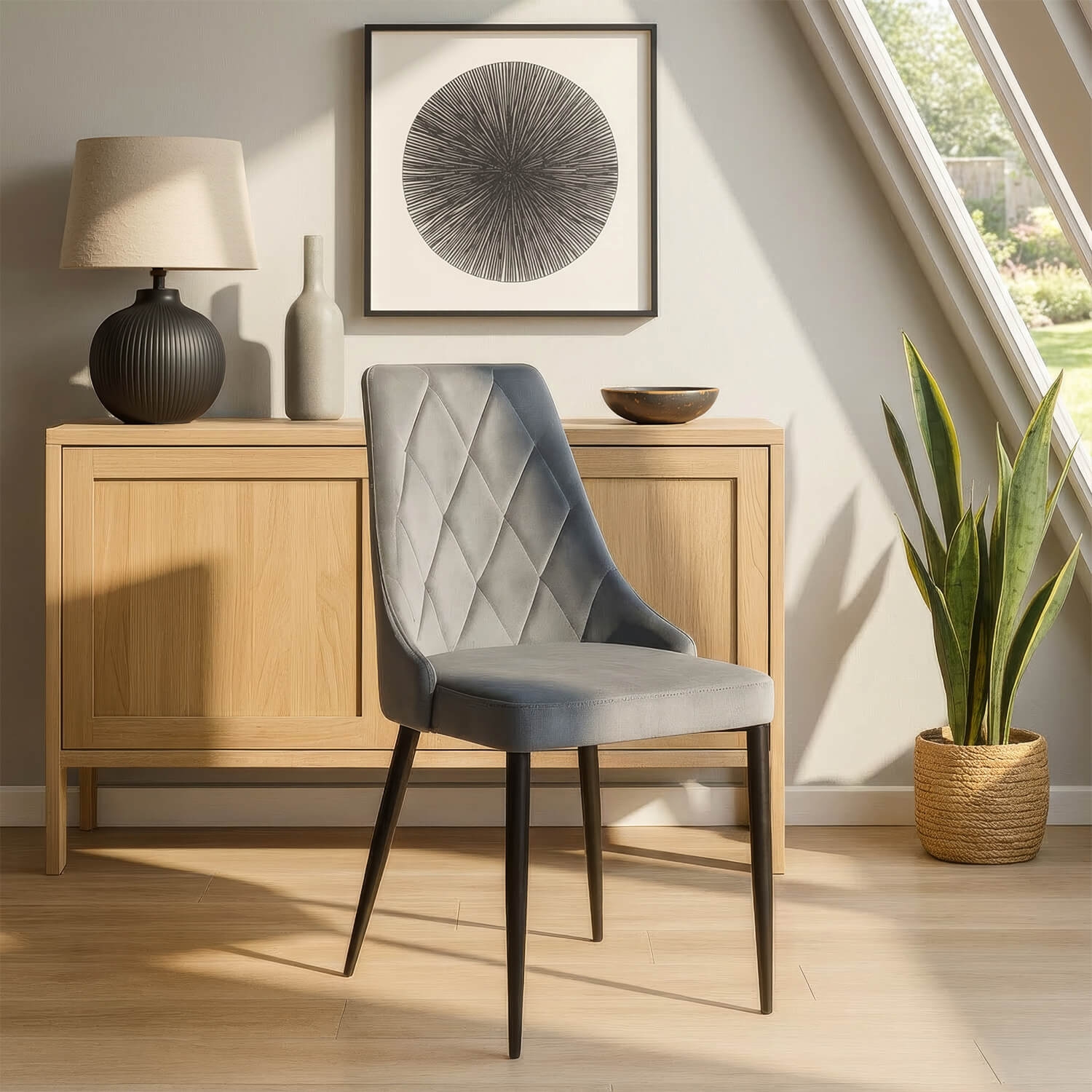 Zestaw 4x Krzesło Tapicerowane CORK do Salonu Szare Welurowe Nowoczesne Loft CORK/P/V/Z4/K