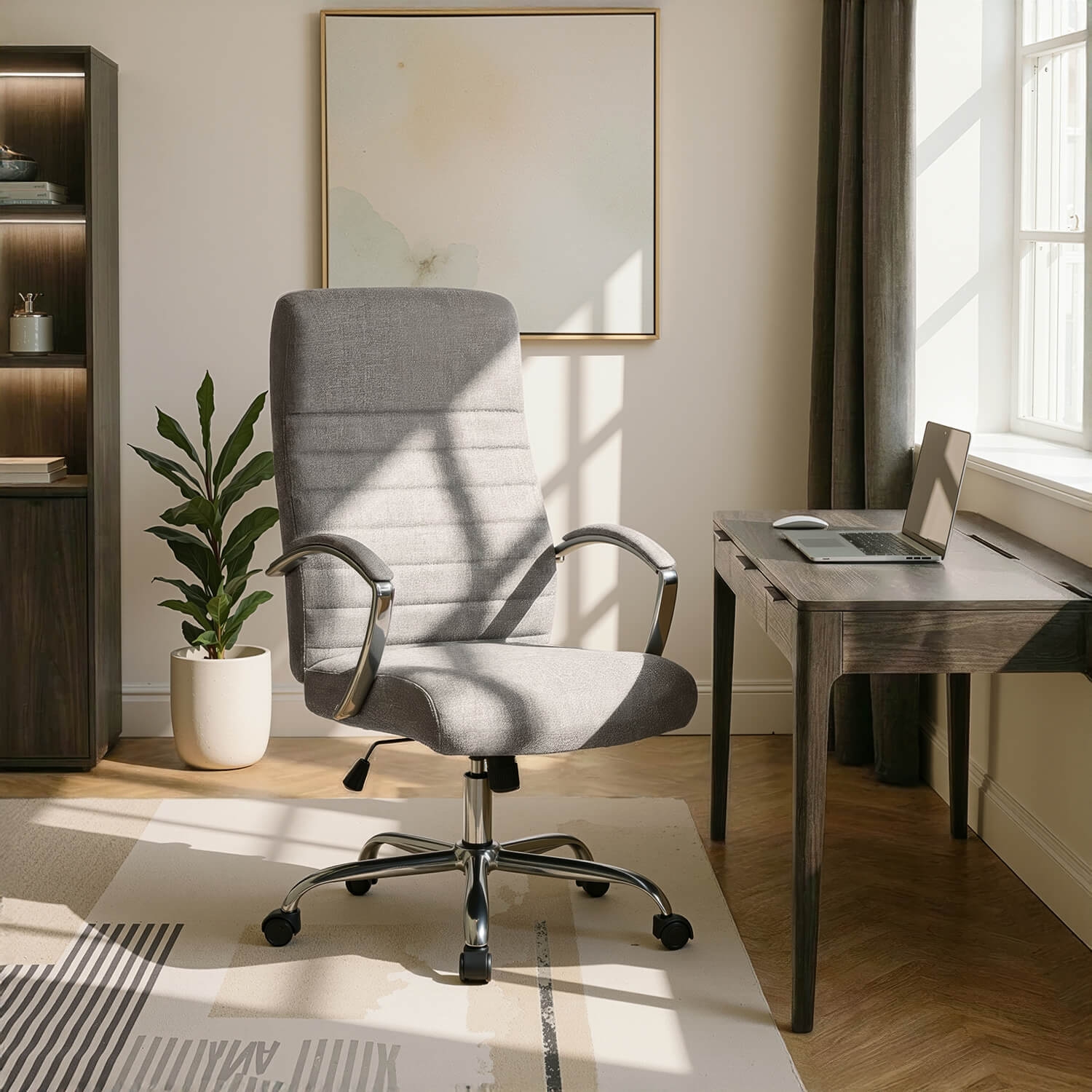 Fotel Biurowy Obrotowy RENES Szary Nowoczesny ME.RENES/P/T/FO