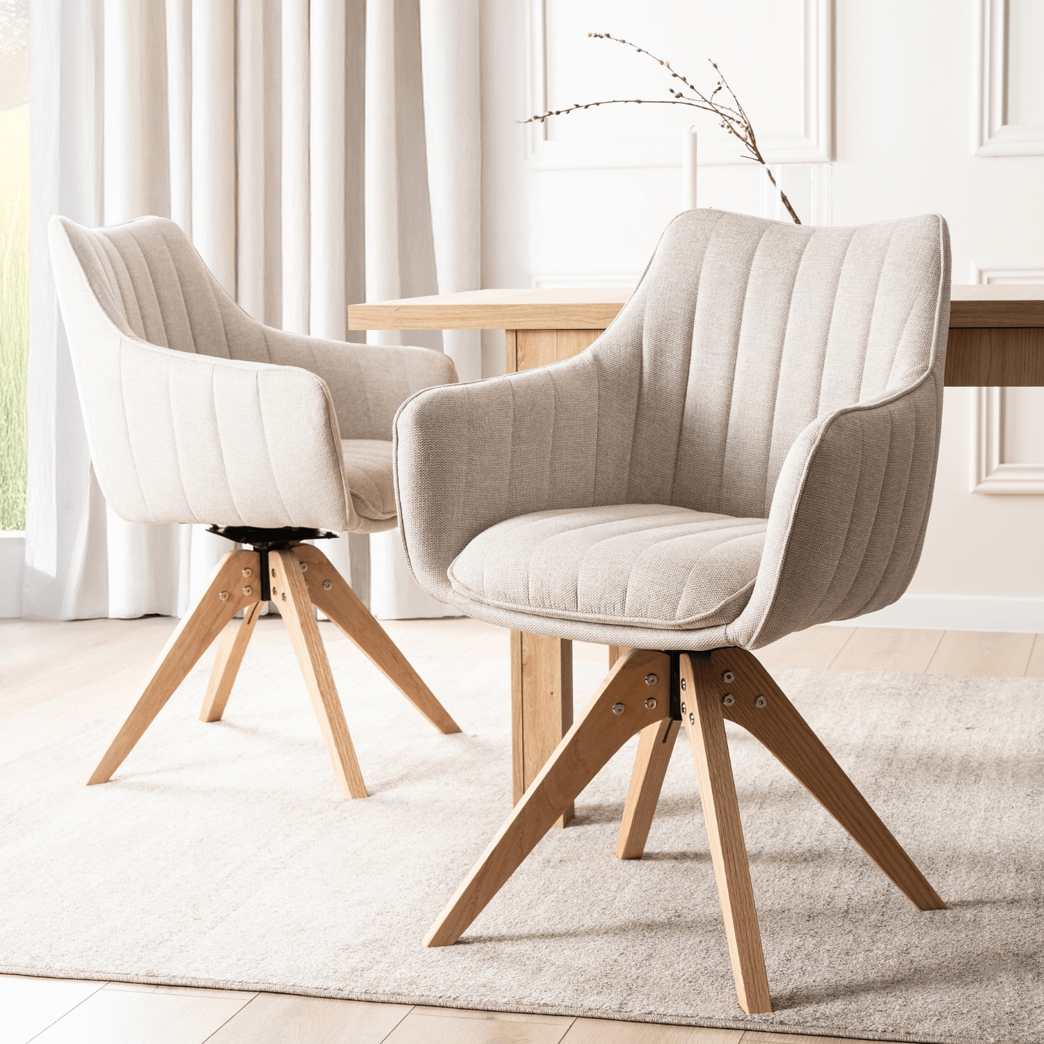 Krzesło Tapicerowane Obrotowe do Salonu LEMON Jasnobeżowe Nowoczesne Skandynawskie ME.LEMON/JBZ/T/K